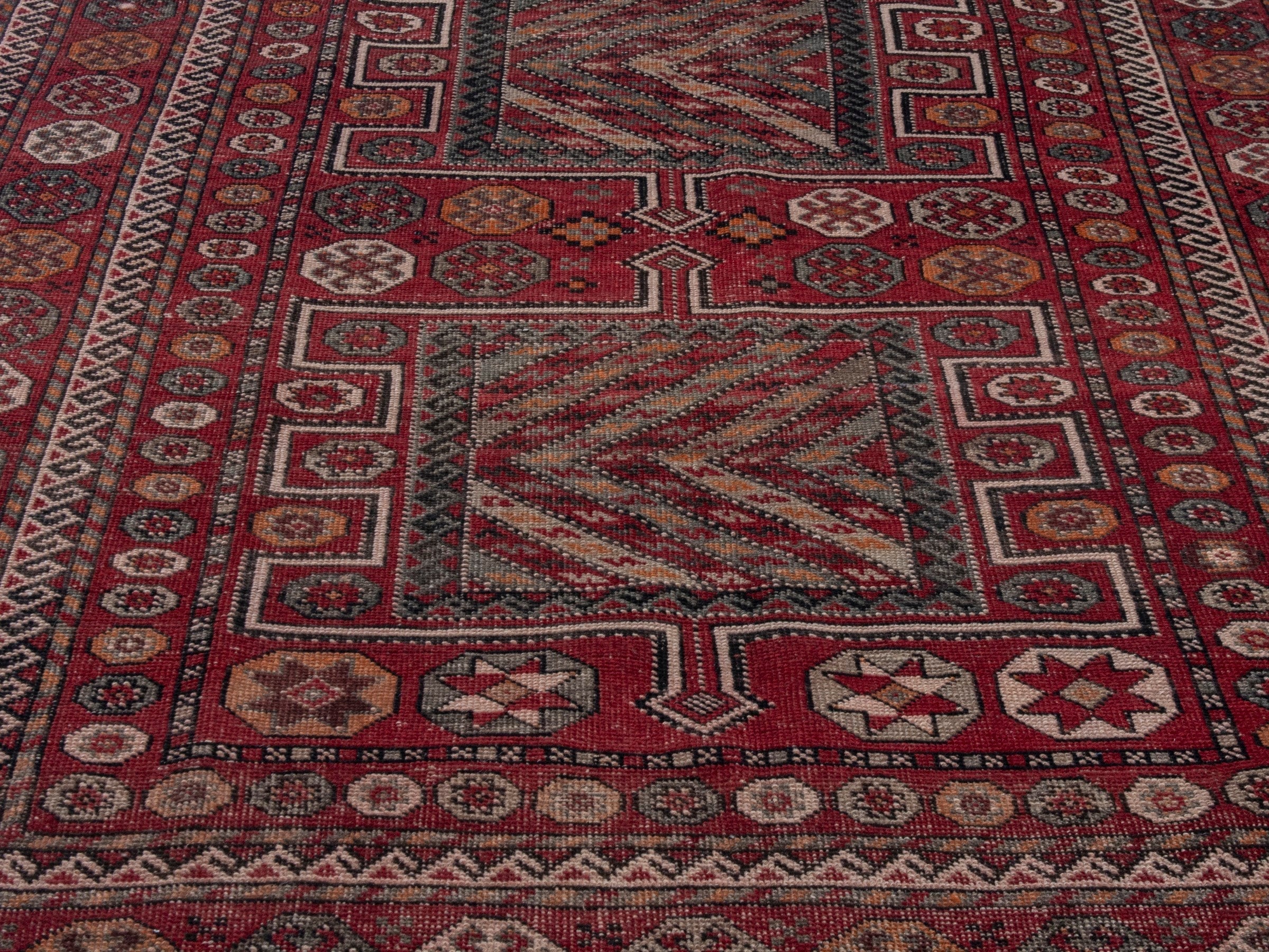 Persian Ghoochan area rug in deep red and rust, view 8 of 19