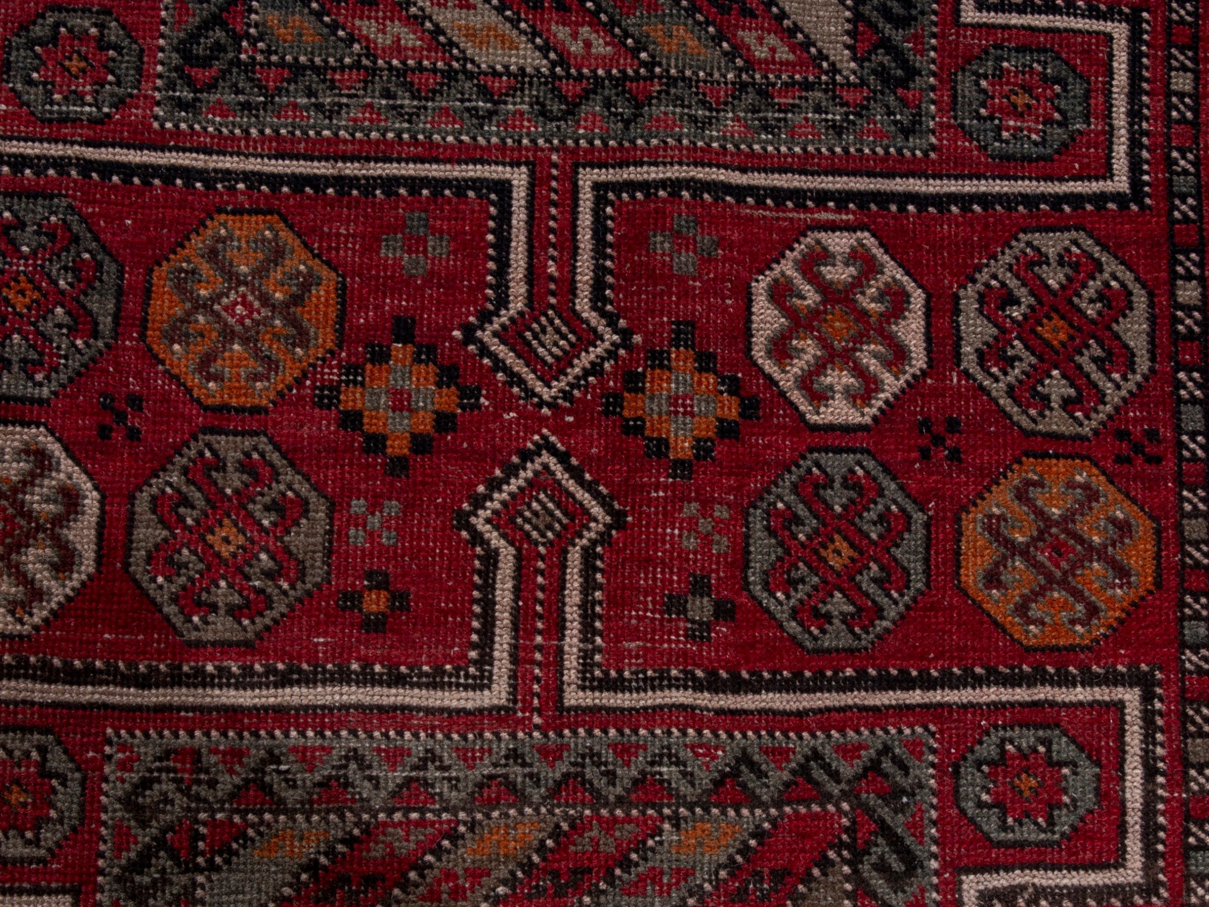 Persian Ghoochan area rug in deep red and rust, view 13 of 19