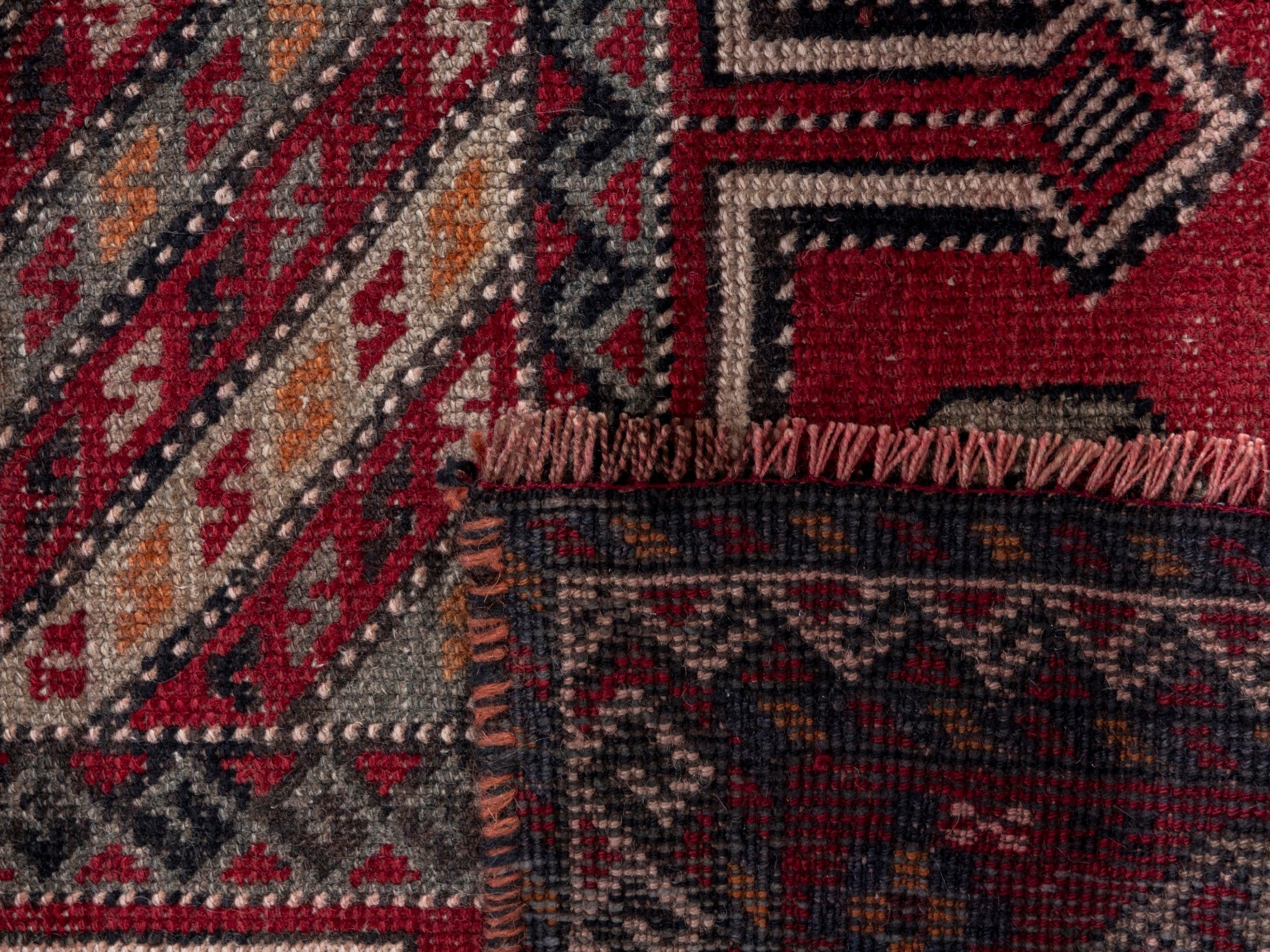 Persian Ghoochan area rug in deep red and rust, view 19 of 19