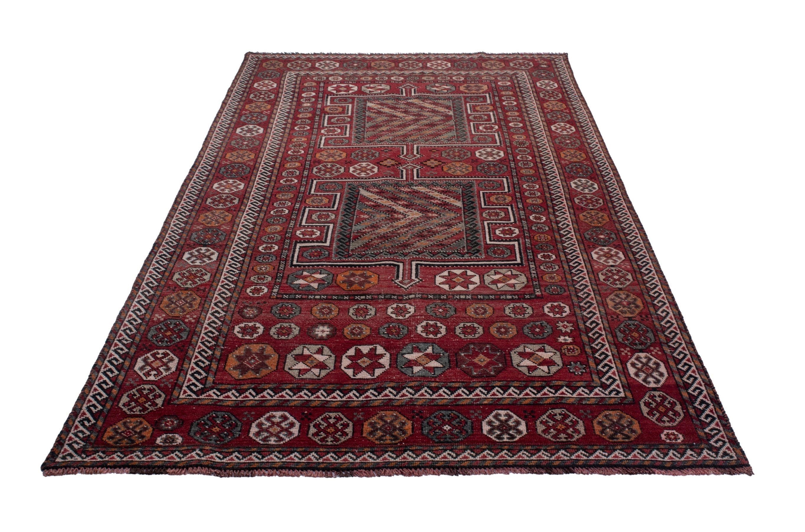 Persian Ghoochan area rug in deep red and rust, view 2 of 19
