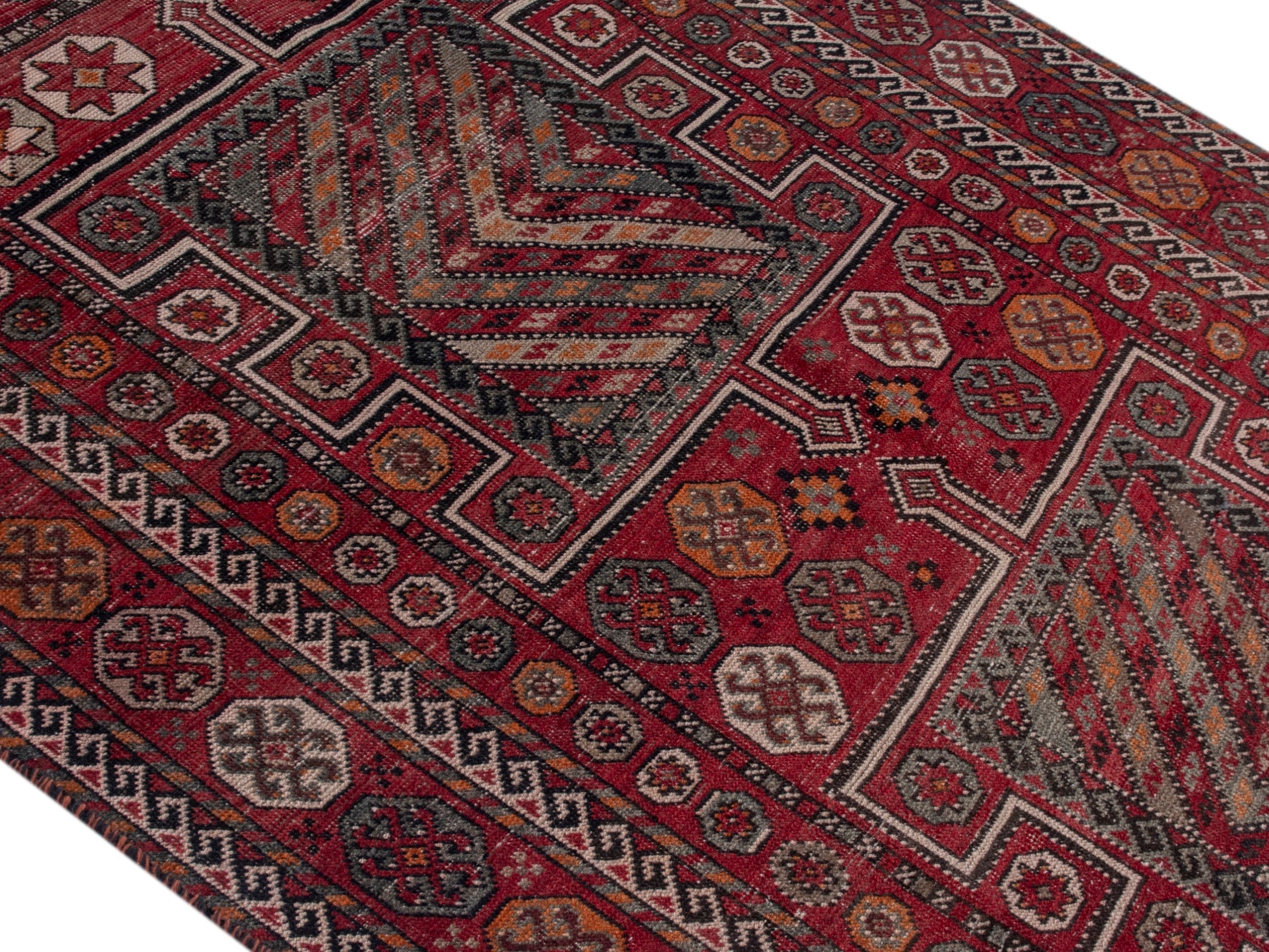 Persian Ghoochan area rug in deep red and rust, view 4 of 19