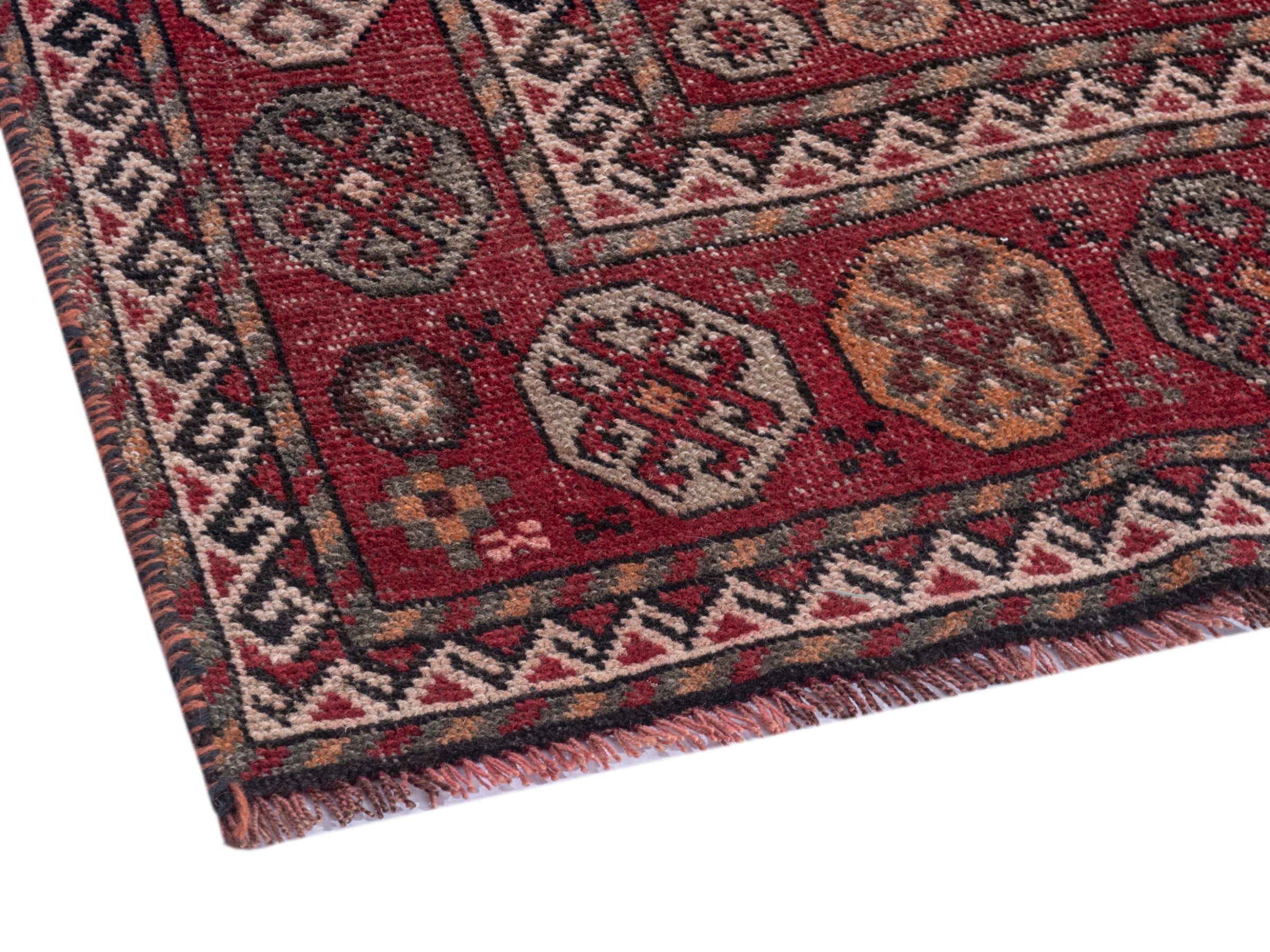 Persian Ghoochan area rug in deep red and rust, view 5 of 19