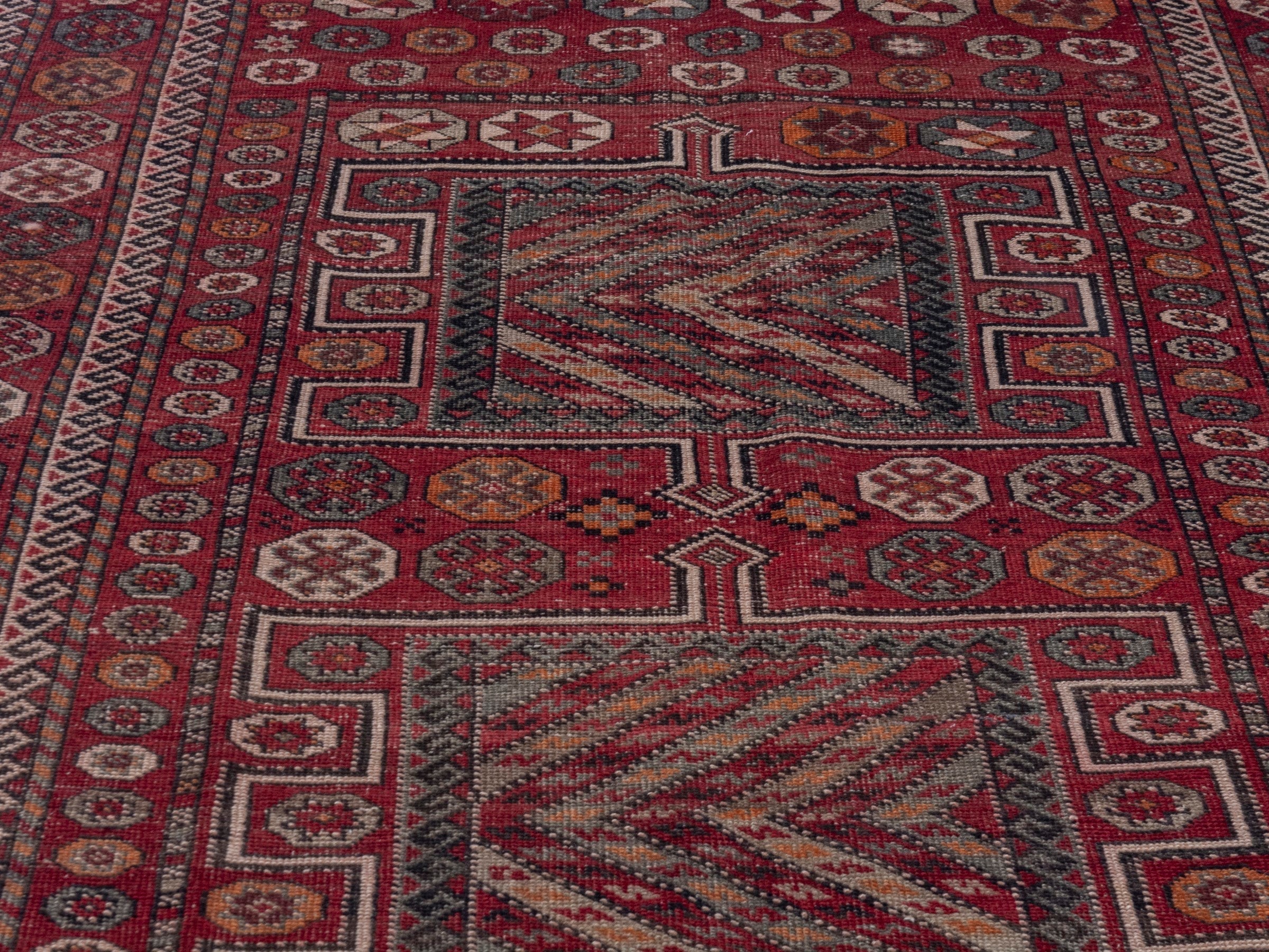 Persian Ghoochan area rug in deep red and rust, view 7 of 19