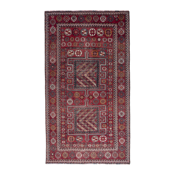 Persian Ghoochan area rug in deep red and rust, 5'2" x 9'10"