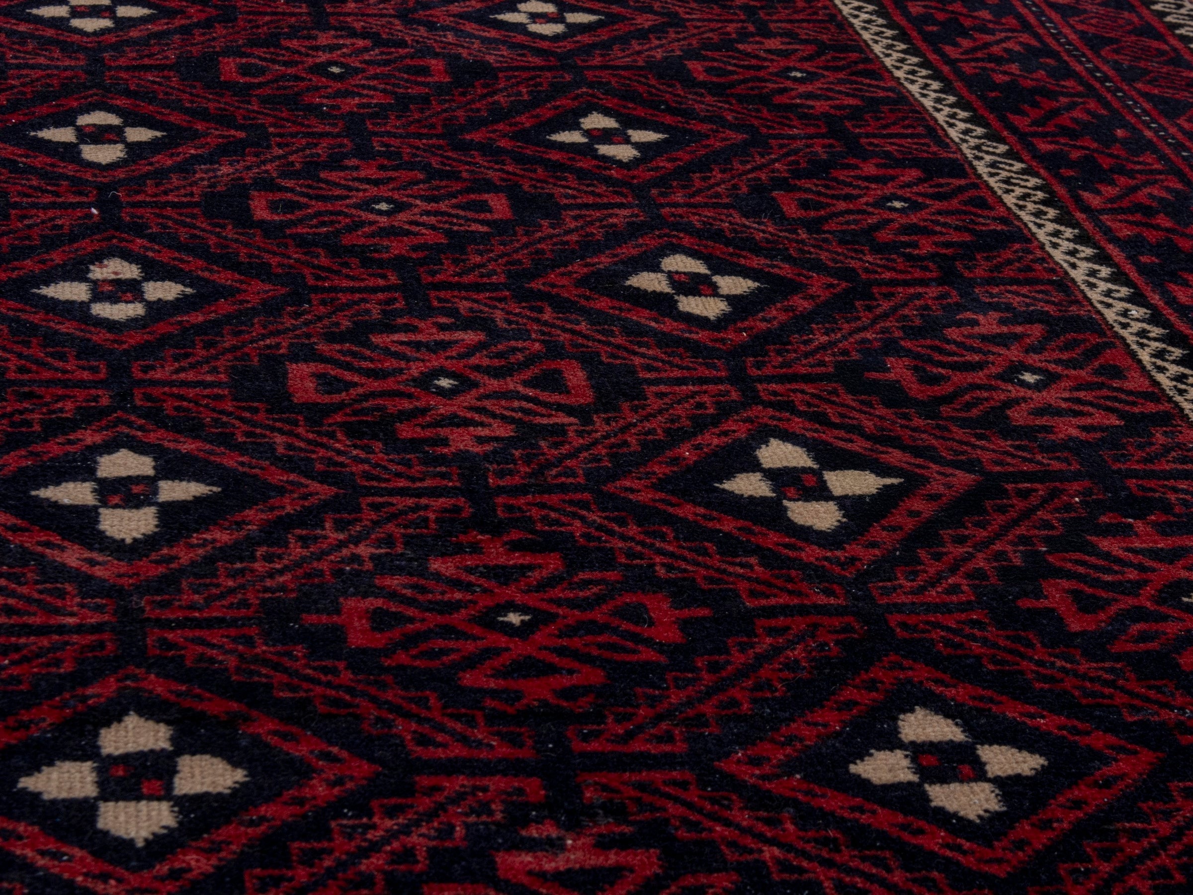 Persian Baluch area rug in burgundy and deep red, view 8 of 19