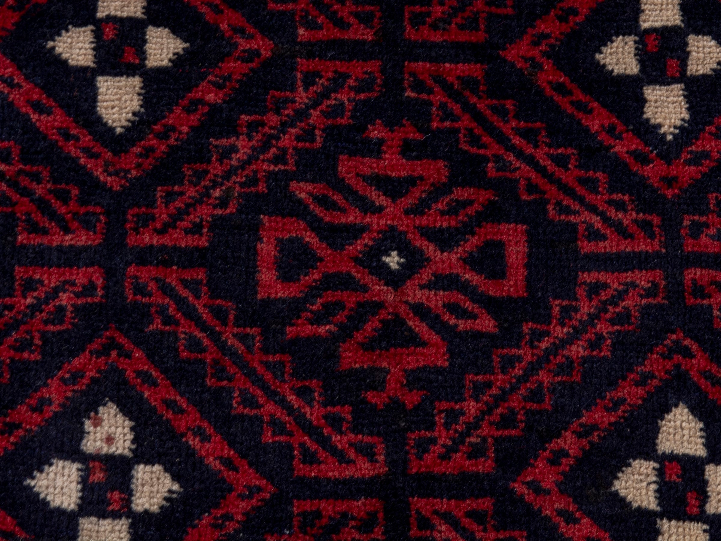 Persian Baluch area rug in burgundy and deep red, view 14 of 19