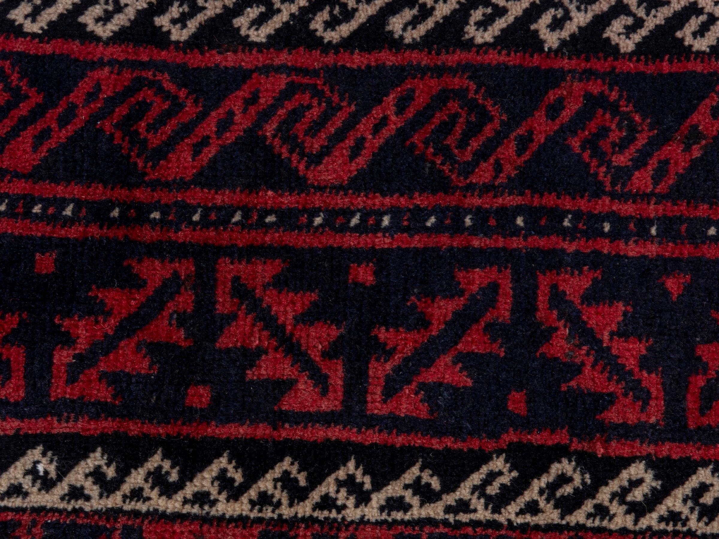 Persian Baluch area rug in burgundy and deep red, view 15 of 19
