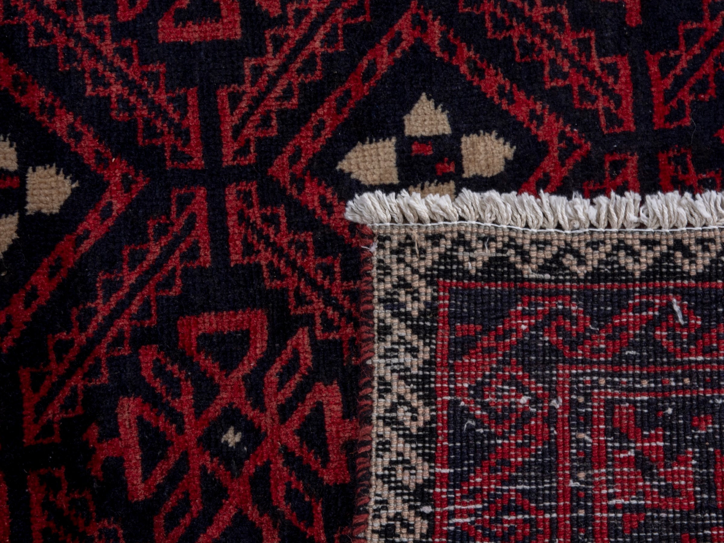 Persian Baluch area rug in burgundy and deep red, view 19 of 19