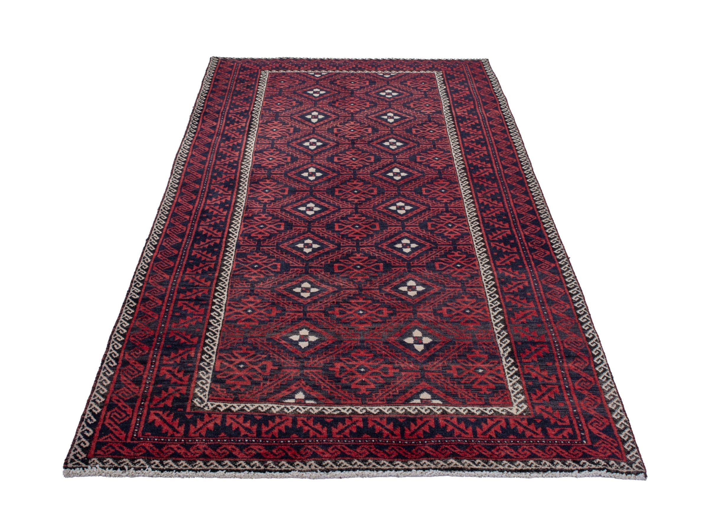 Persian Baluch area rug in burgundy and deep red, view 2 of 19
