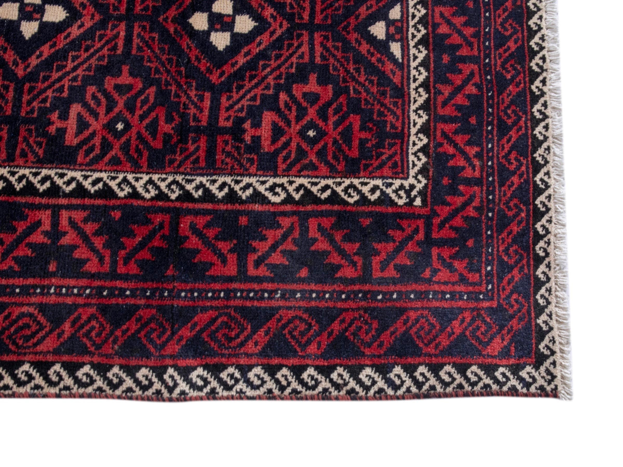 Persian Baluch area rug in burgundy and deep red, view 10 of 19