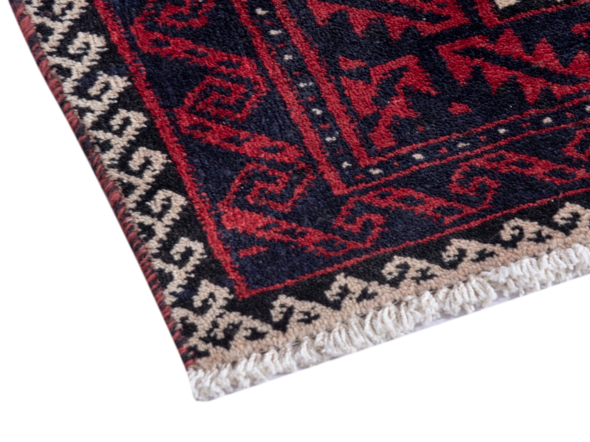 Persian Baluch area rug in burgundy and deep red, view 5 of 19