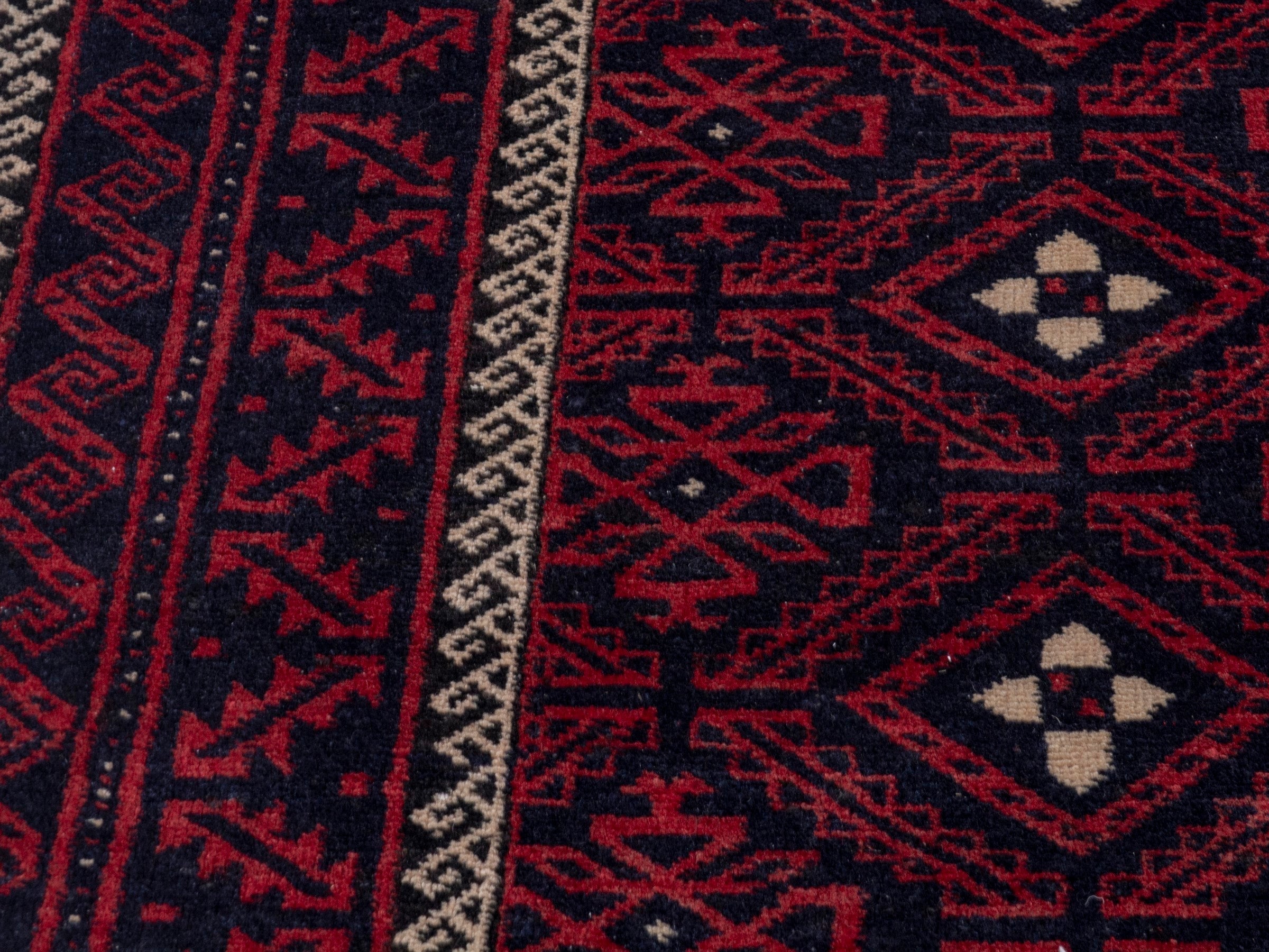 Persian Baluch area rug in burgundy and deep red, view 9 of 19