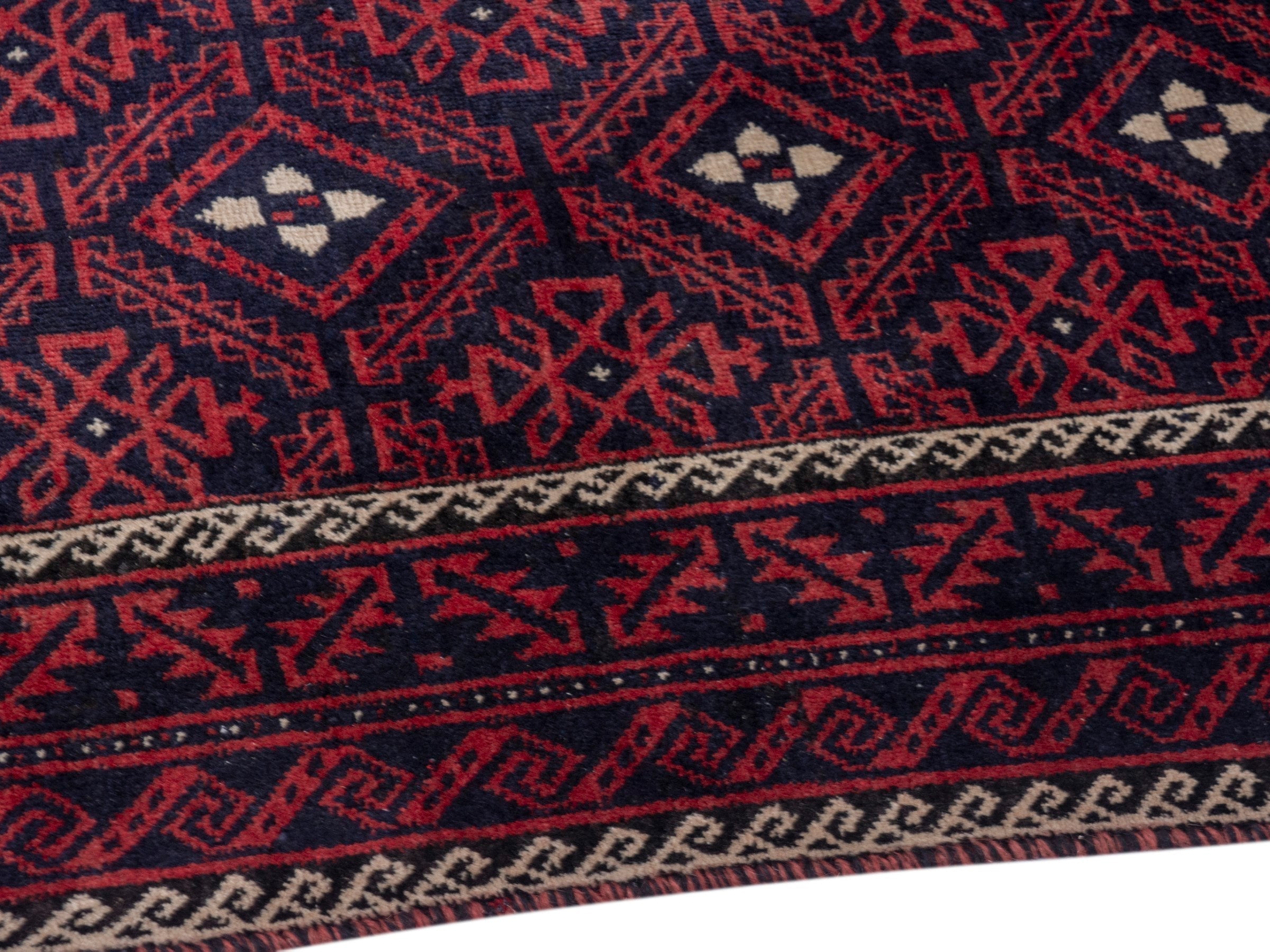 Persian Baluch area rug in burgundy and deep red, view 6 of 19