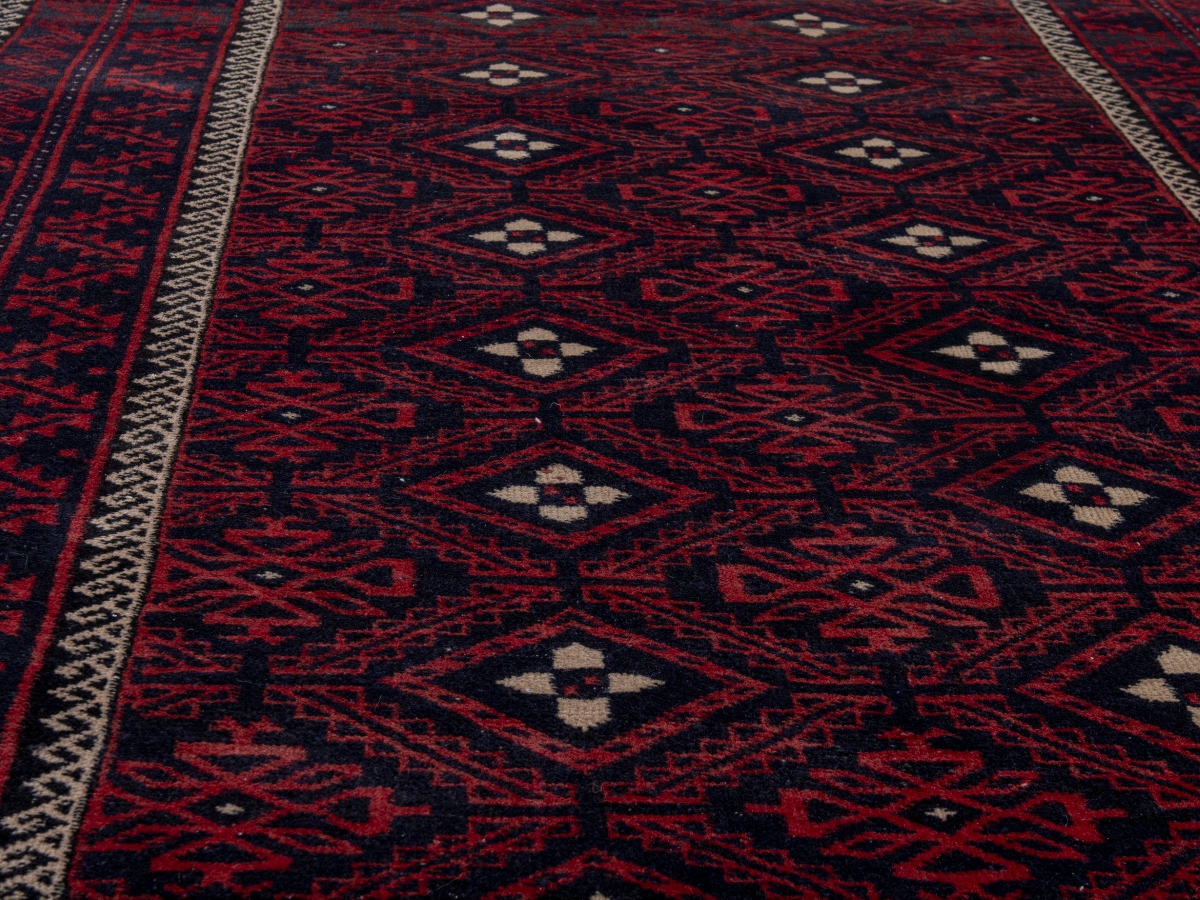 Persian Baluch area rug in burgundy and deep red, view 7 of 19