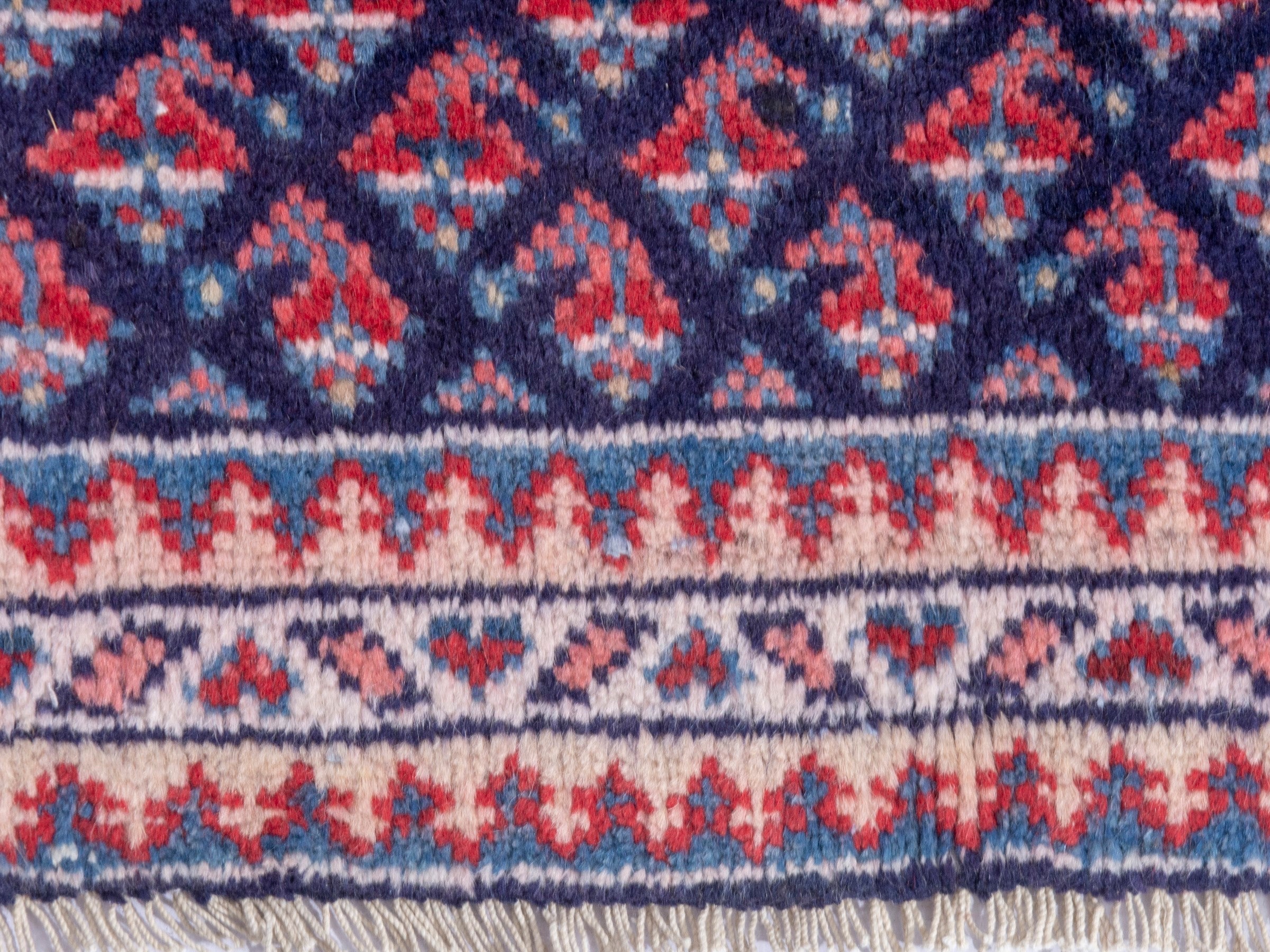 Persian Arak area rug in navy and dusty rose, view 11 of 19