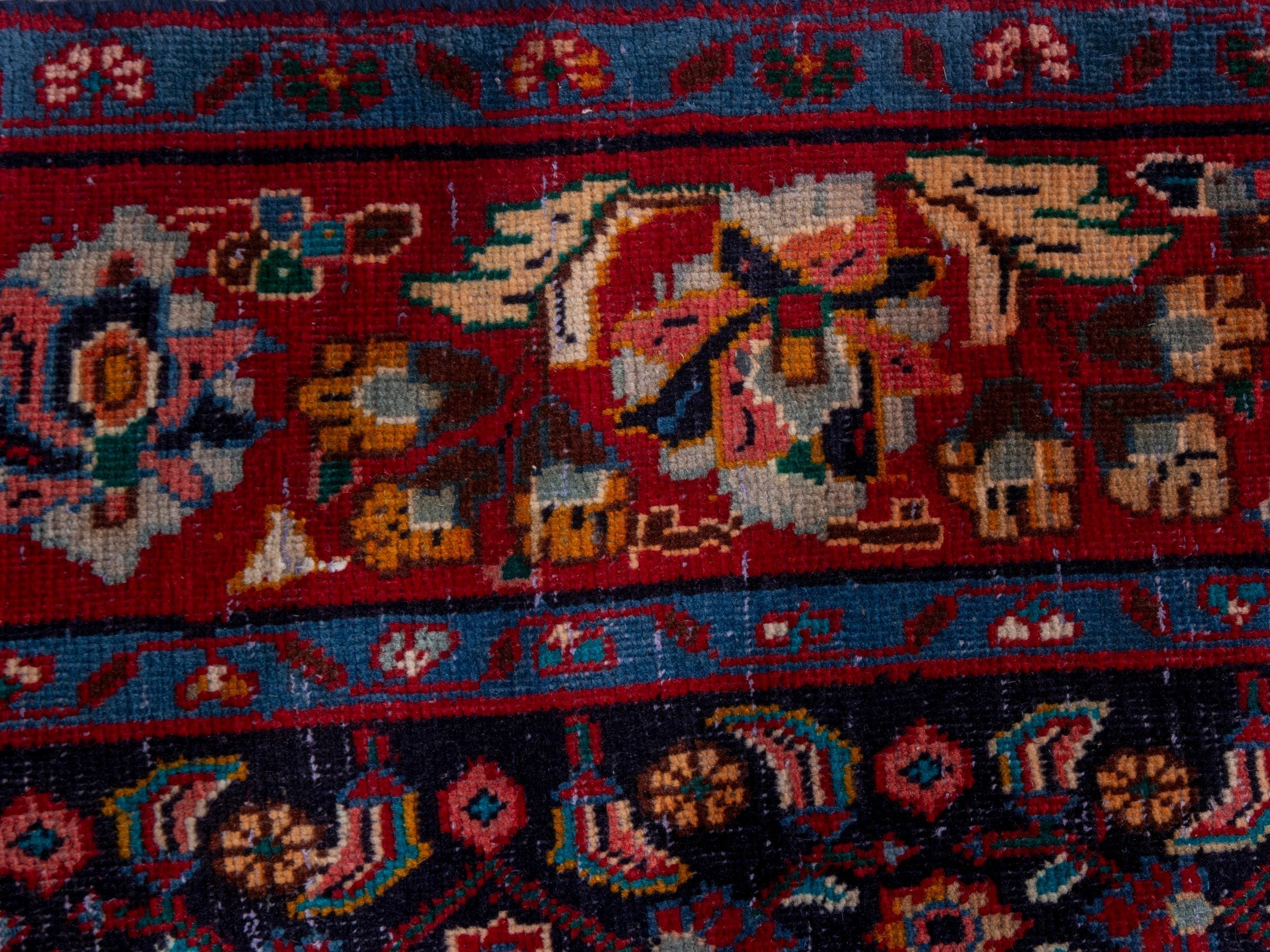 Persian Mahal area rug in navy and deep red, view 13 of 20