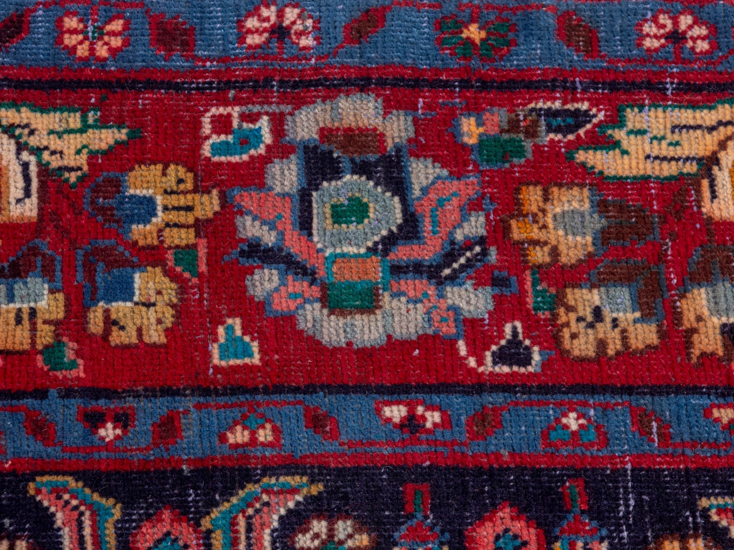 Persian Mahal area rug in navy and deep red, view 14 of 20