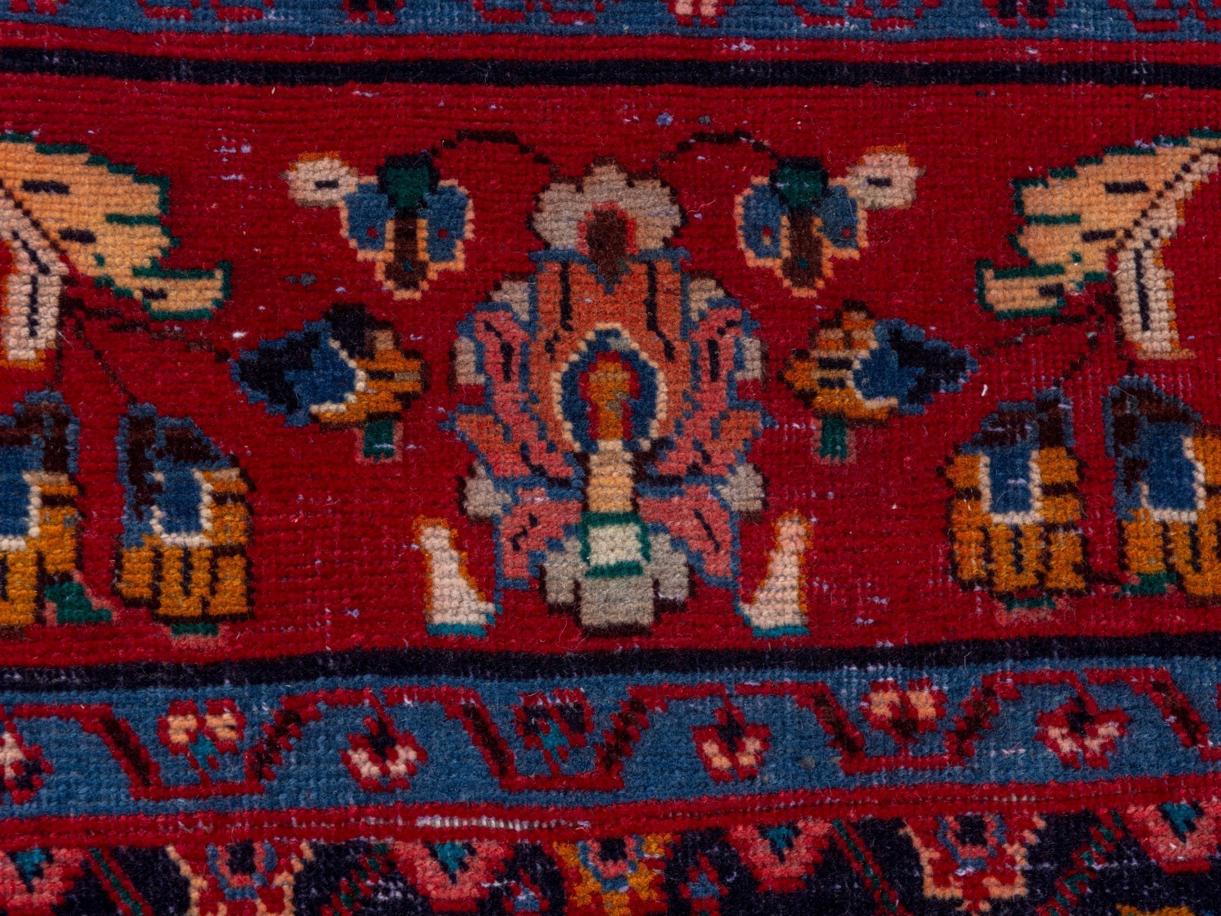 Persian Mahal area rug in navy and deep red, view 15 of 20