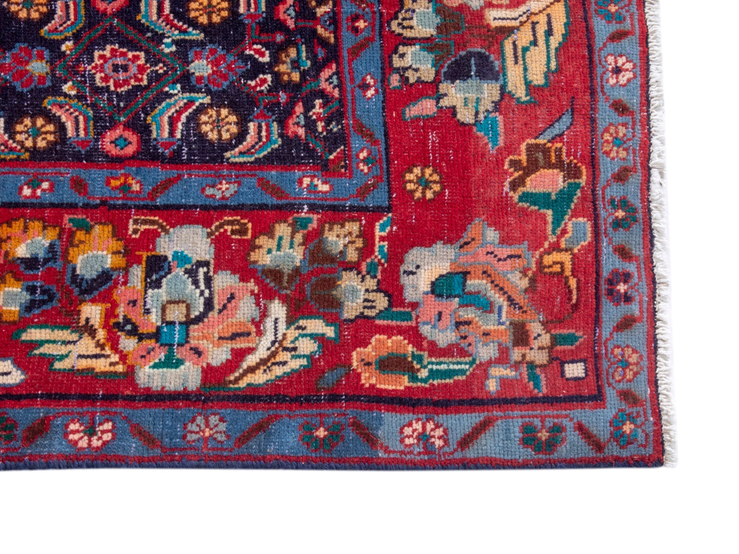 Persian Mahal area rug in navy and deep red, view 10 of 20