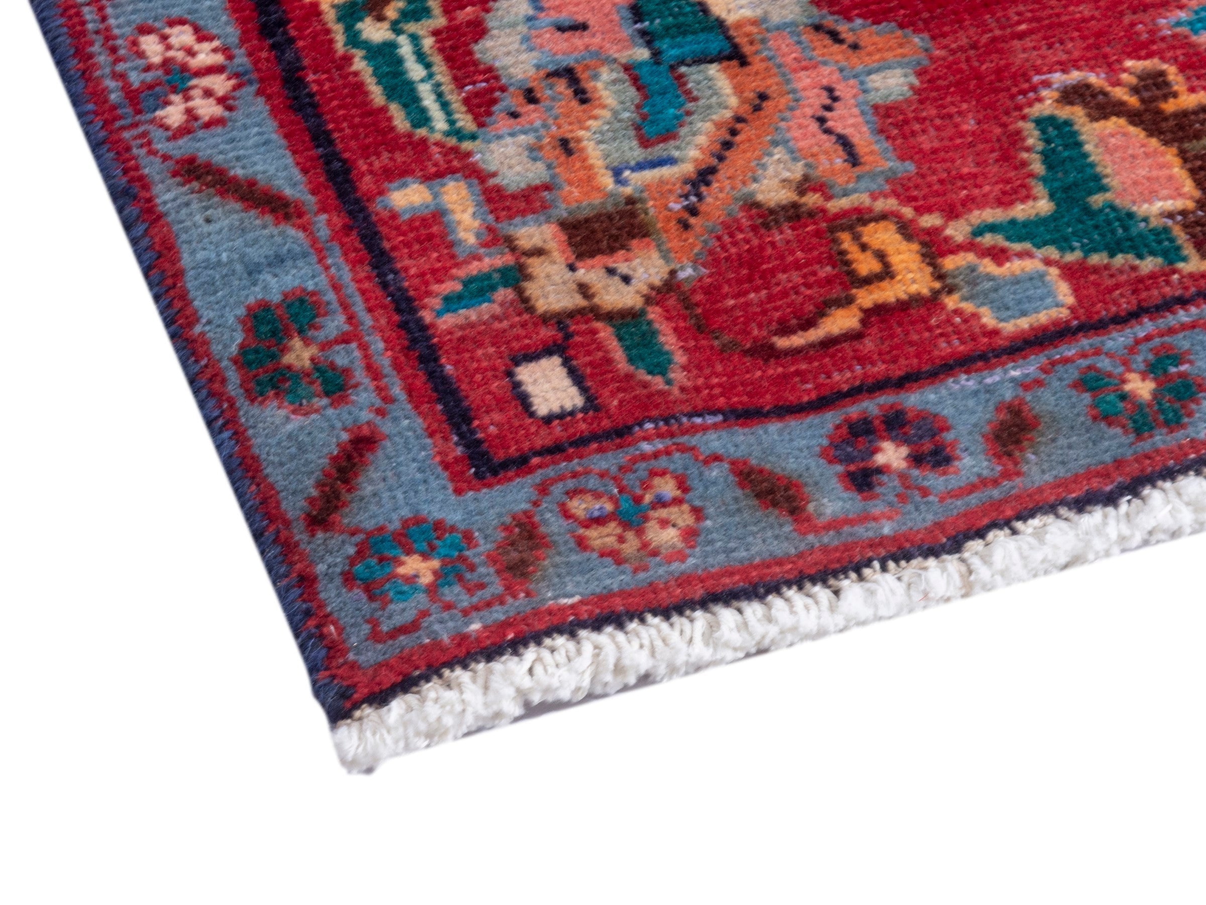Persian Mahal area rug in navy and deep red, view 5 of 20