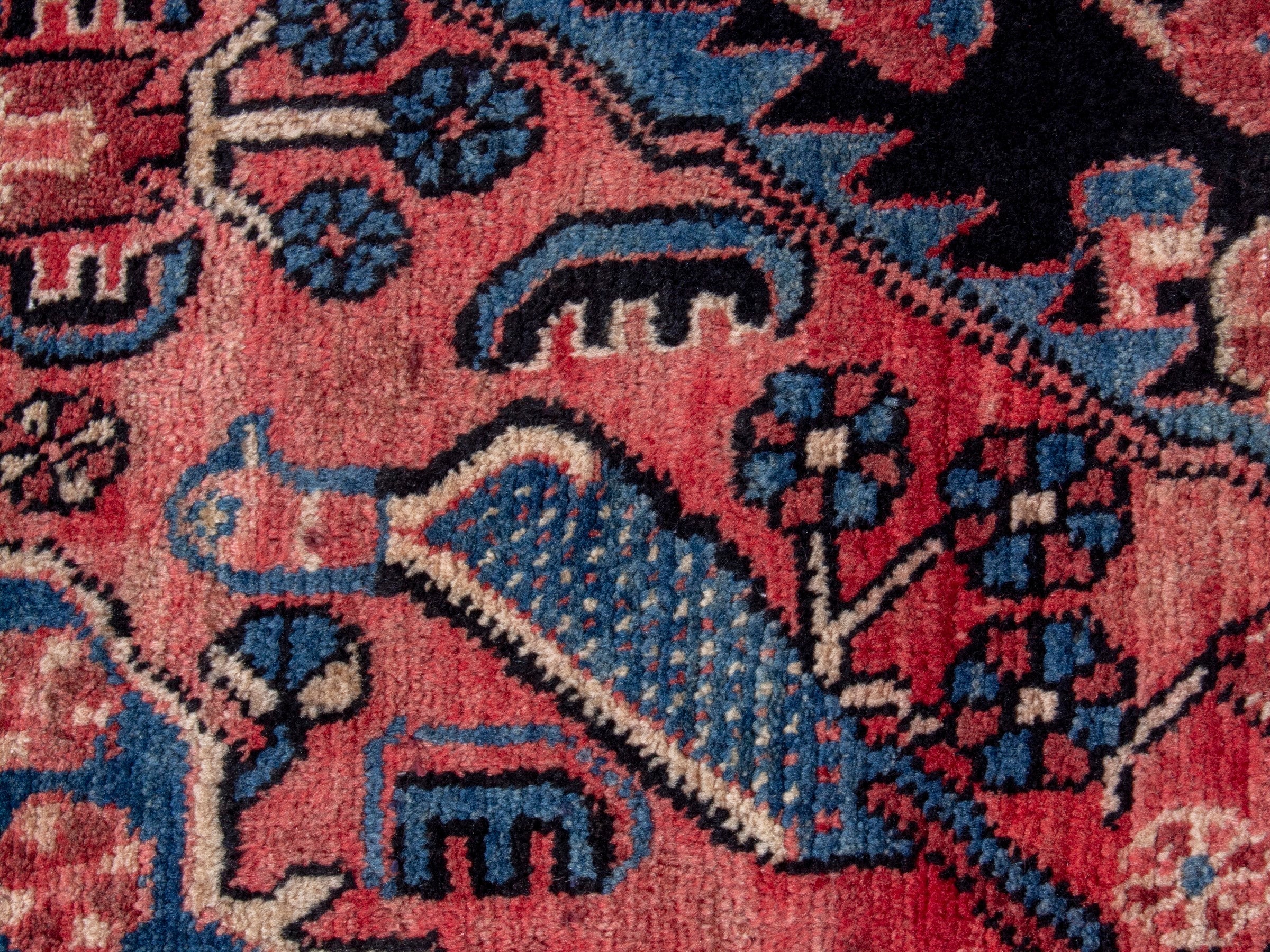 Persian Nahavand area rug in terracotta and dark blue, view 13 of 18