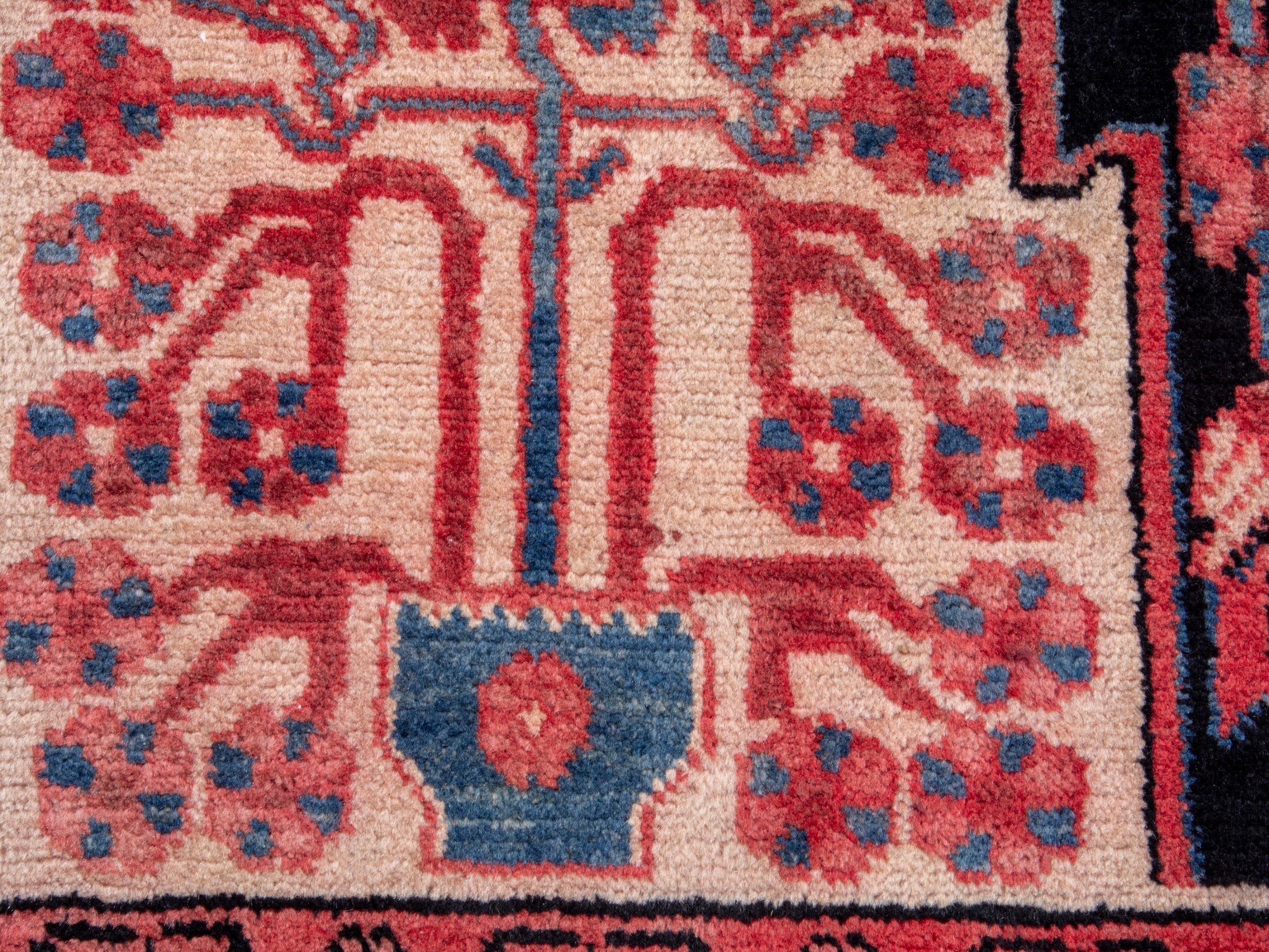 Persian Nahavand area rug in terracotta and dark blue, view 14 of 18