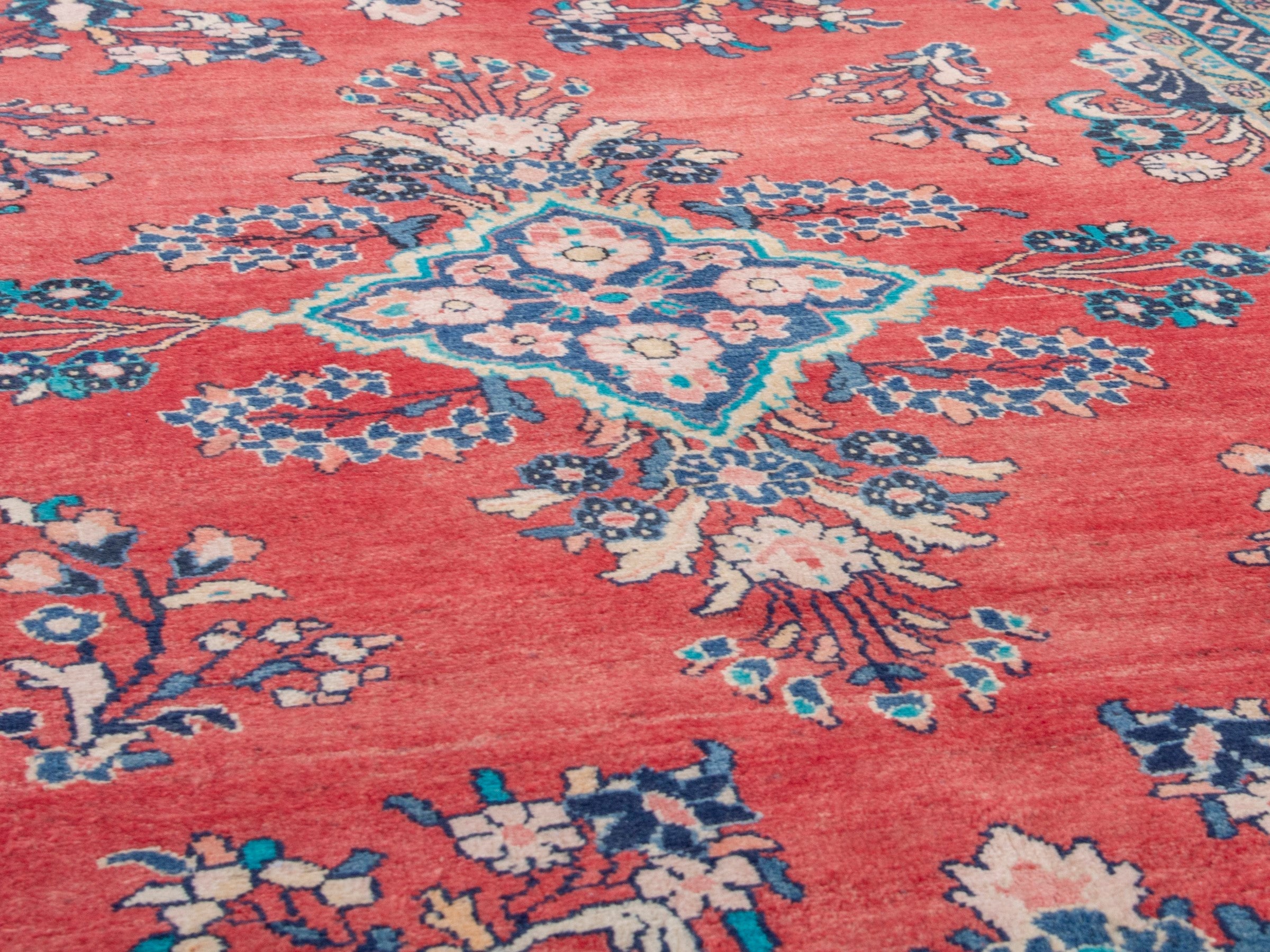 Persian Mahal area rug in deep red and navy, view 8 of 18