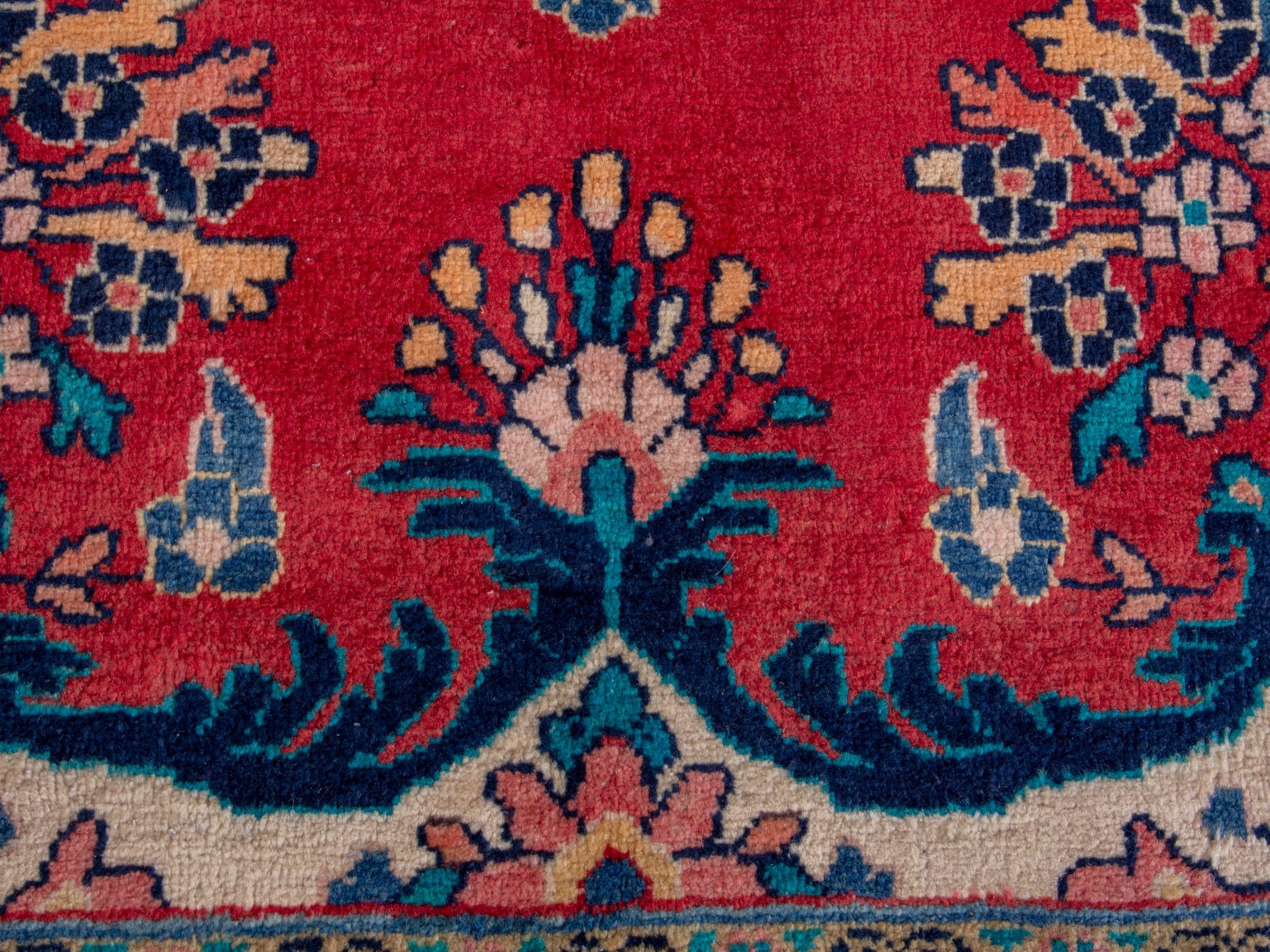 Persian Mahal area rug in deep red and navy, view 11 of 18