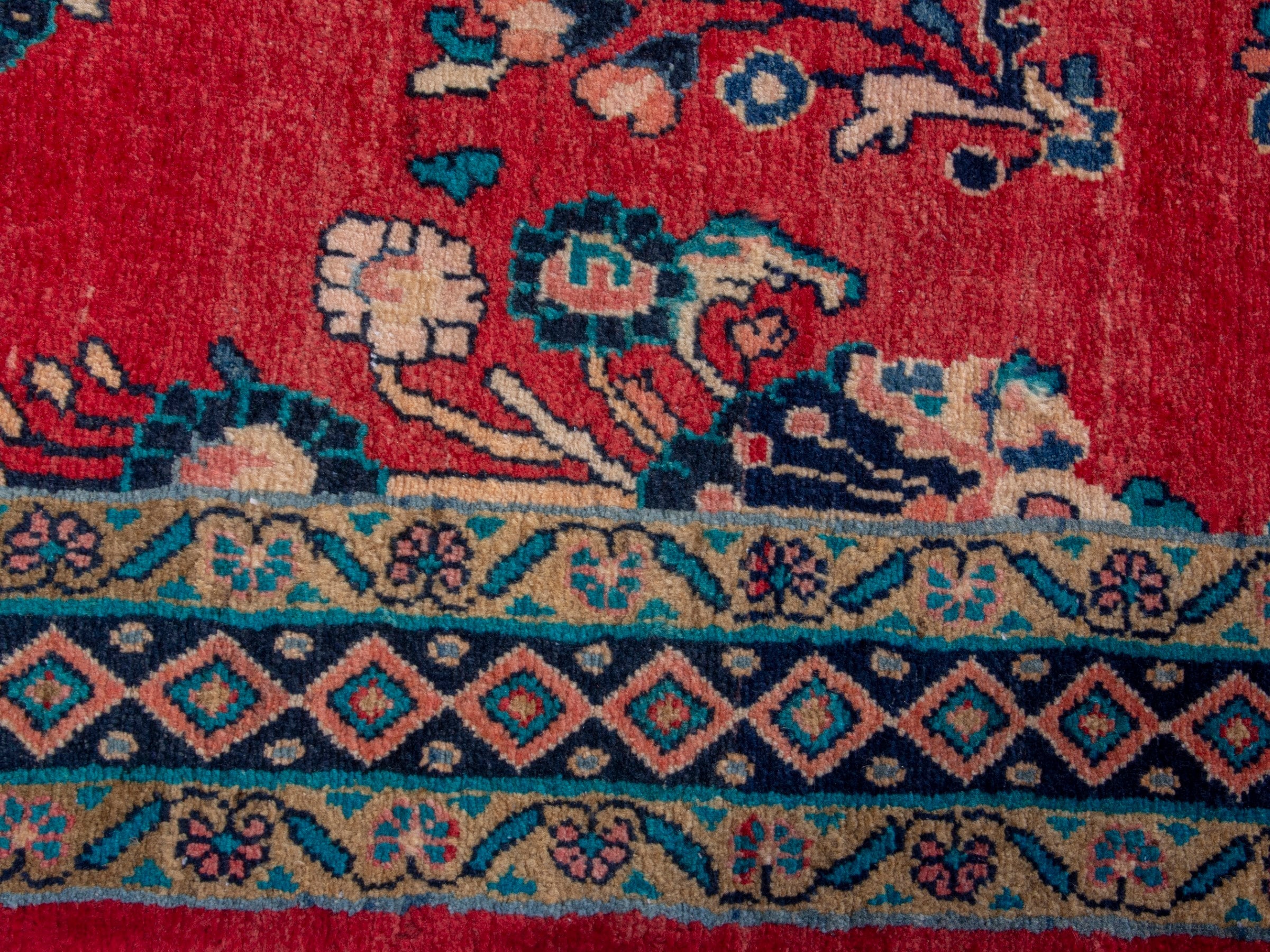 Persian Mahal area rug in deep red and navy, view 14 of 18
