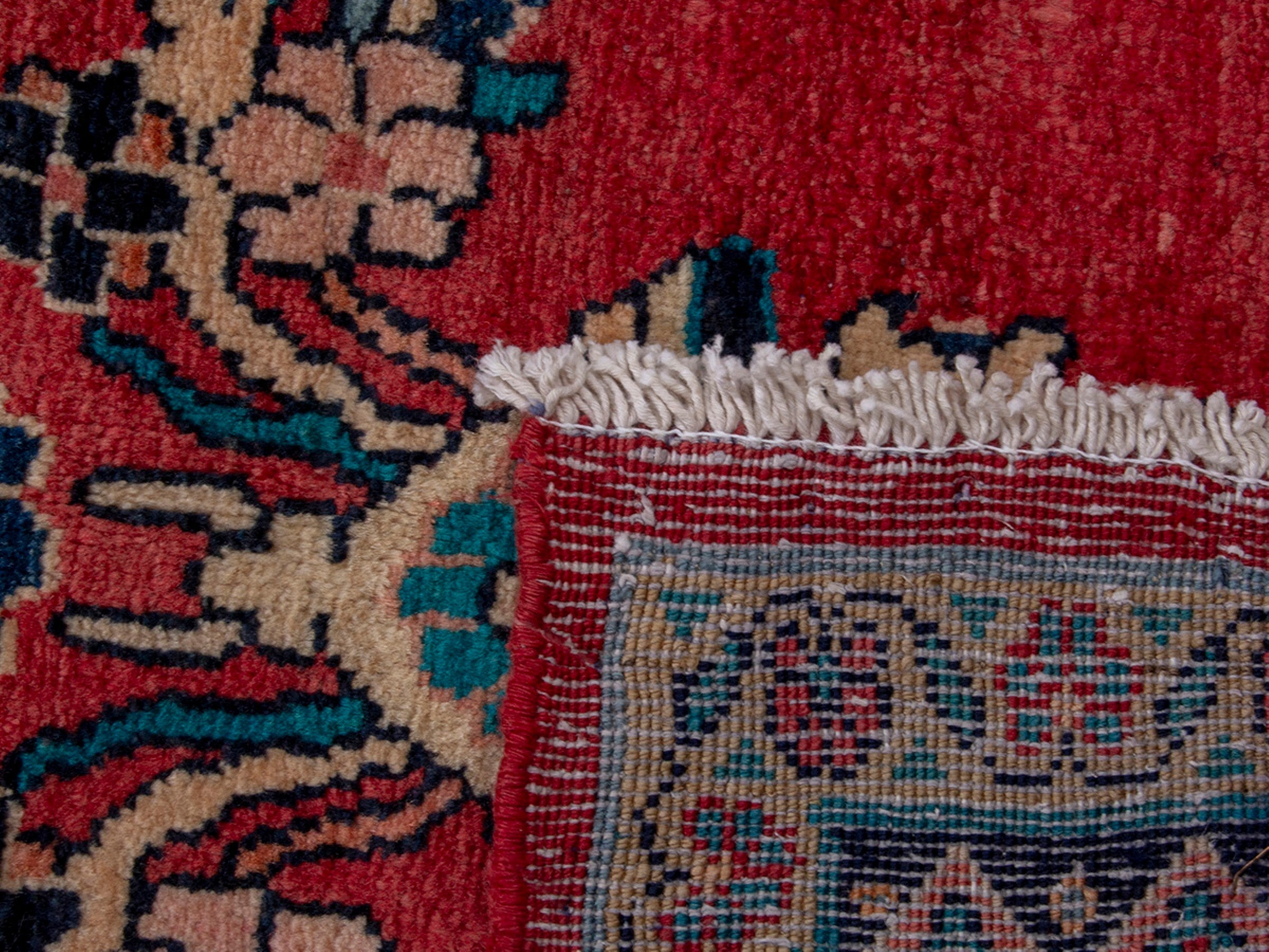 Persian Mahal area rug in deep red and navy, view 18 of 18
