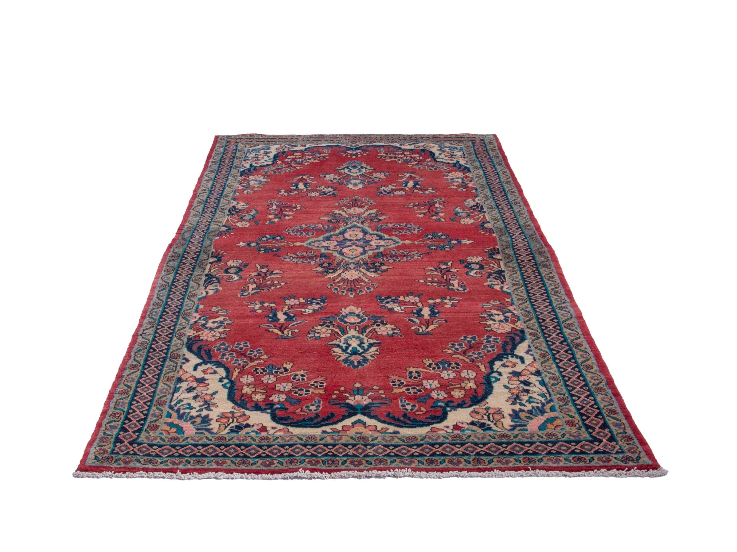 Persian Mahal area rug in deep red and navy, view 2 of 18