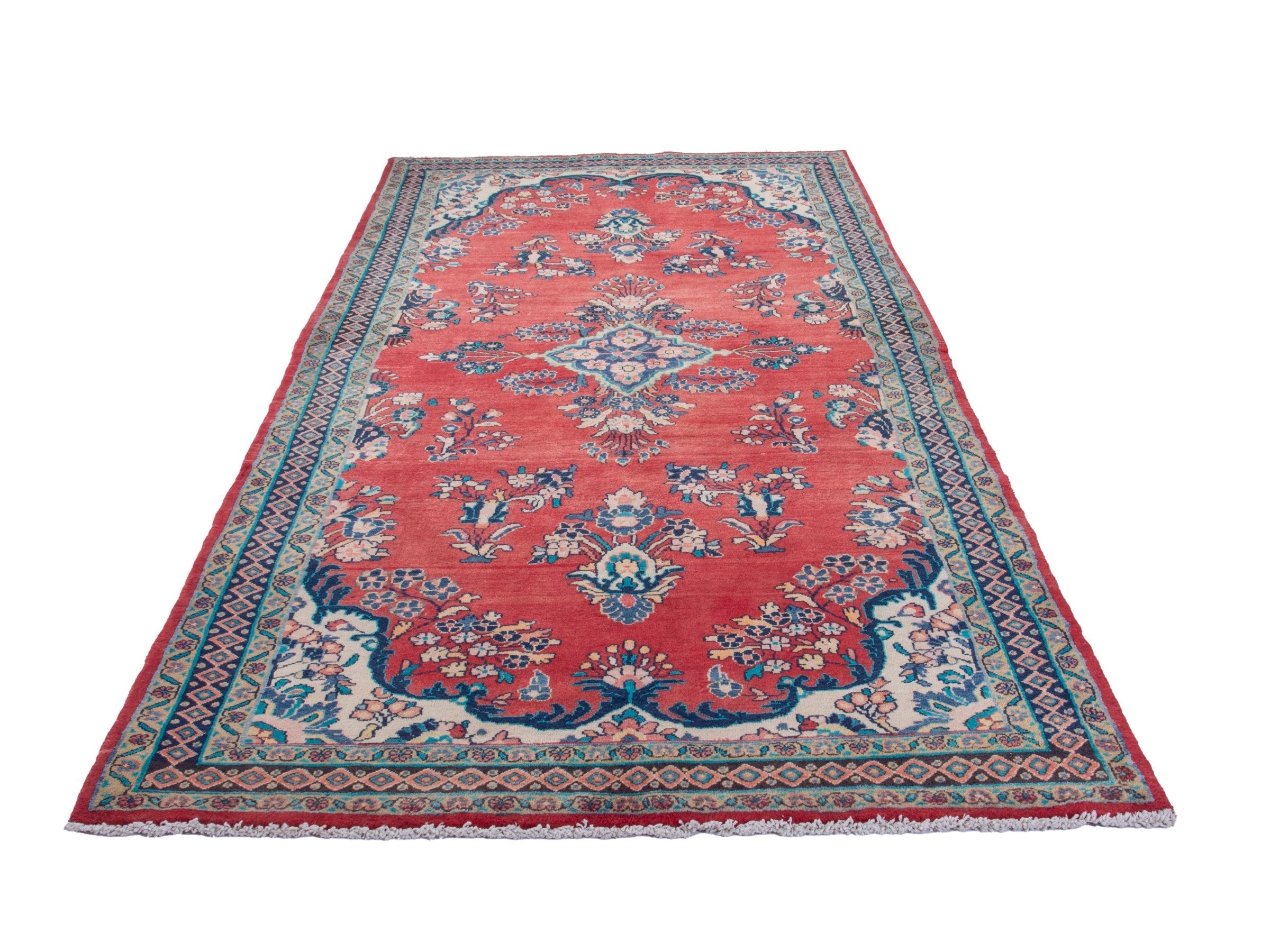 Persian Mahal area rug in deep red and navy, view 3 of 18