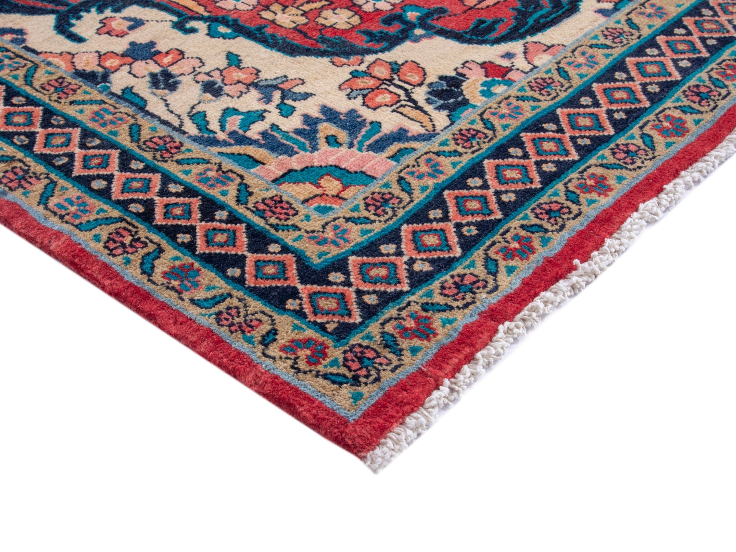 Persian Mahal area rug in deep red and navy, view 5 of 18