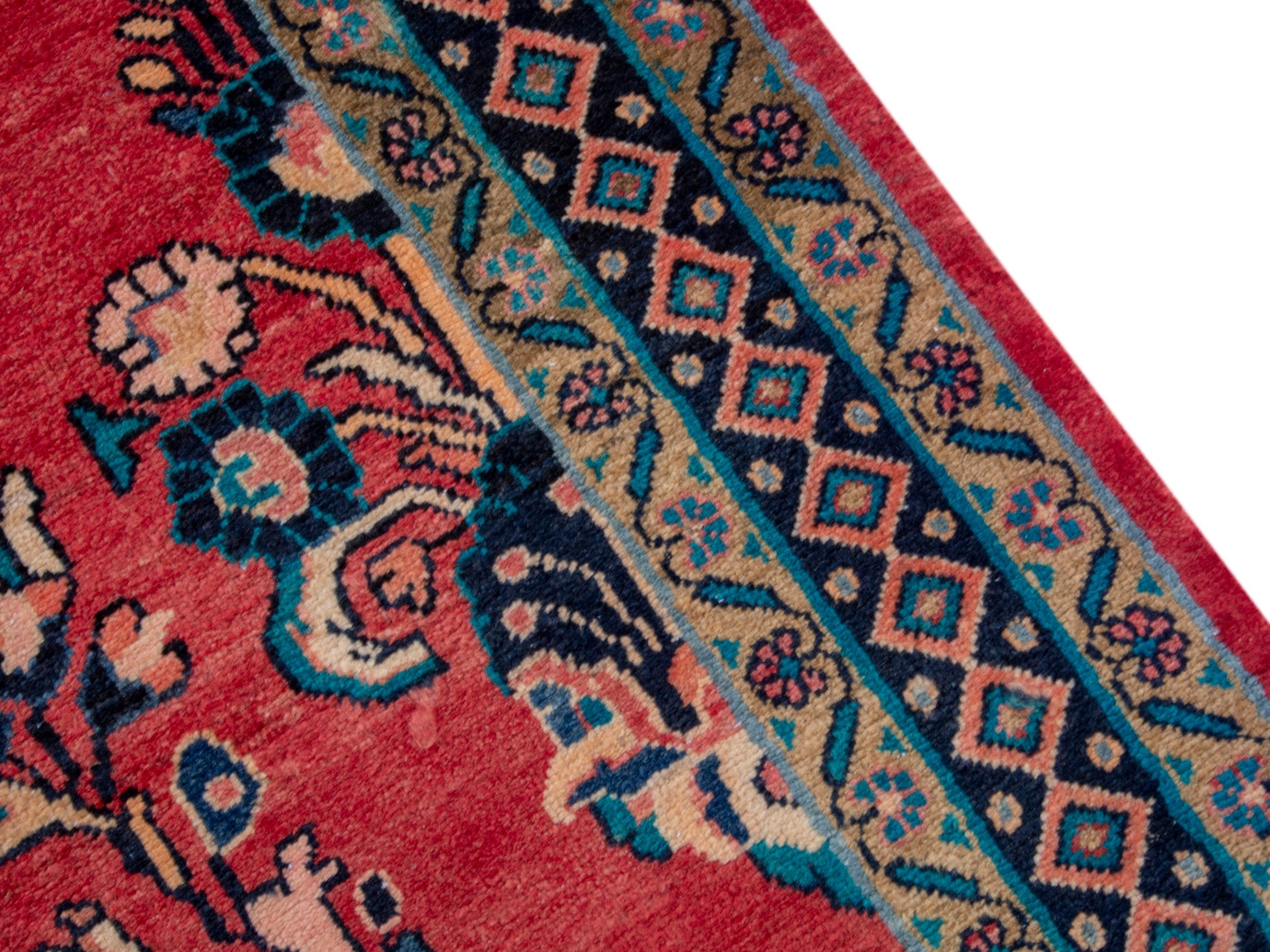 Persian Mahal area rug in deep red and navy, view 9 of 18