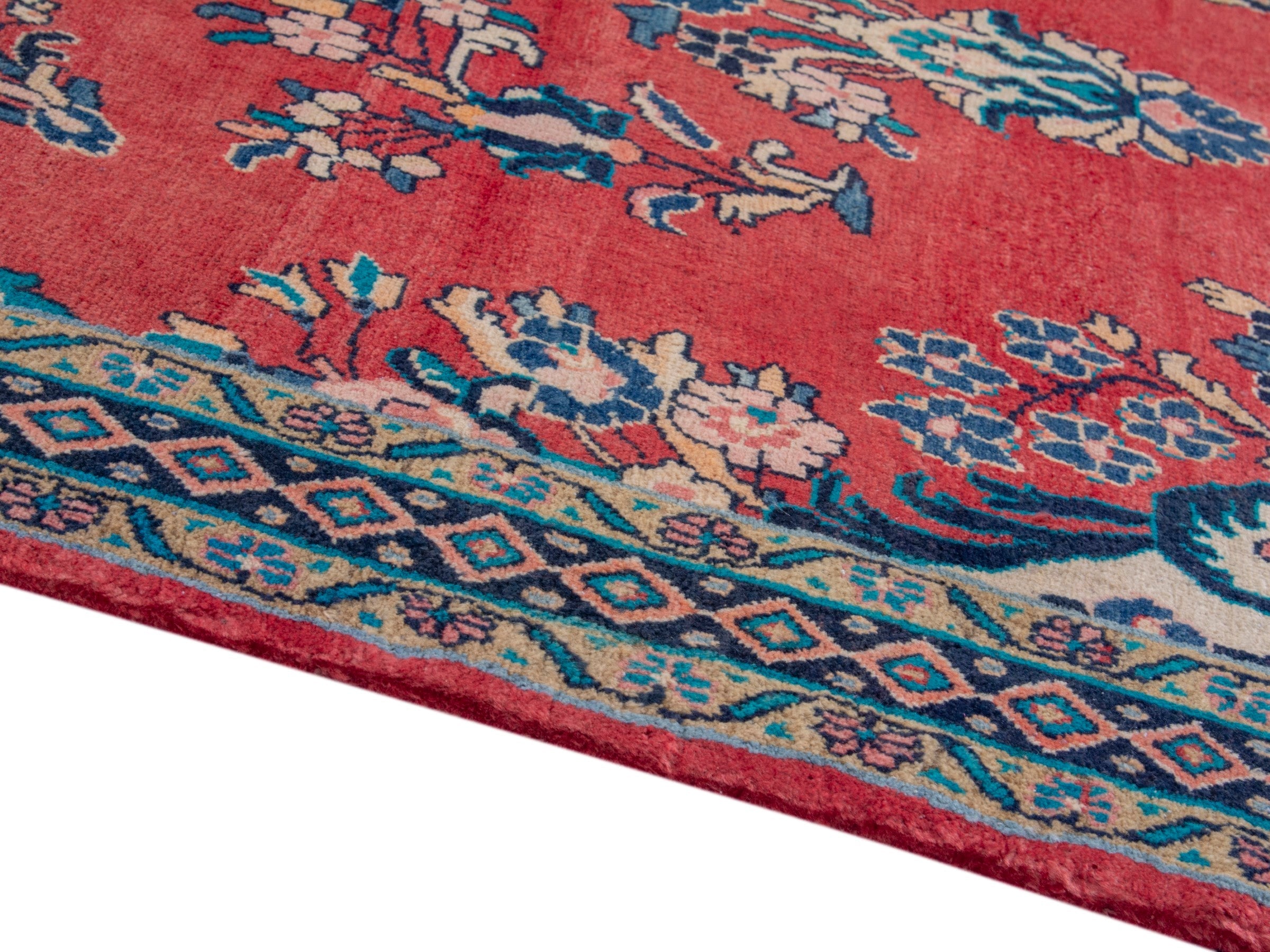 Persian Mahal area rug in deep red and navy, view 6 of 18