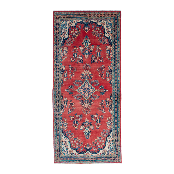 Persian Mahal runner rug in deep red and navy, 4'8" x 10'10"