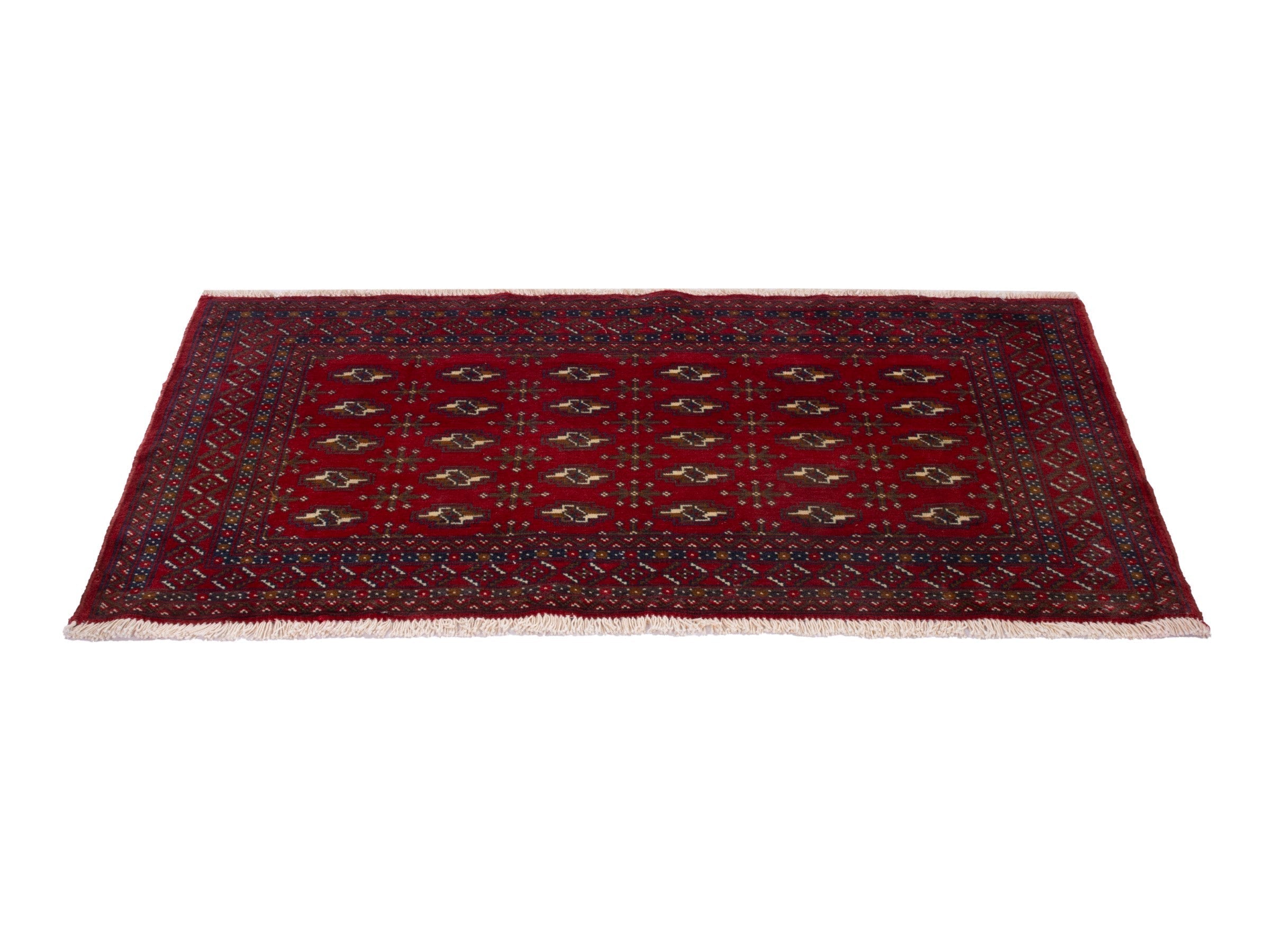 Persian Torkaman accent rug in burgundy and deep red, view 2 of 8