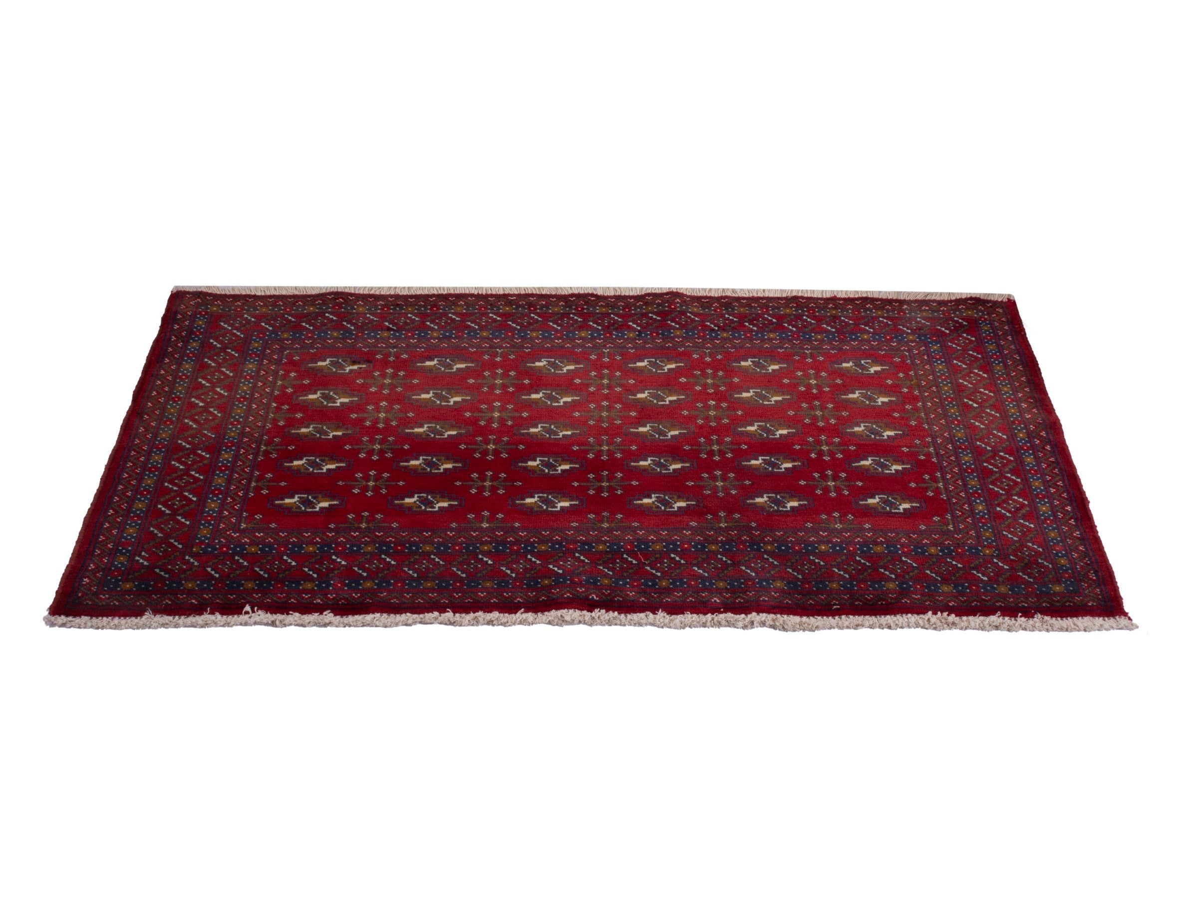 Persian Torkaman accent rug in burgundy and deep red, view 3 of 8
