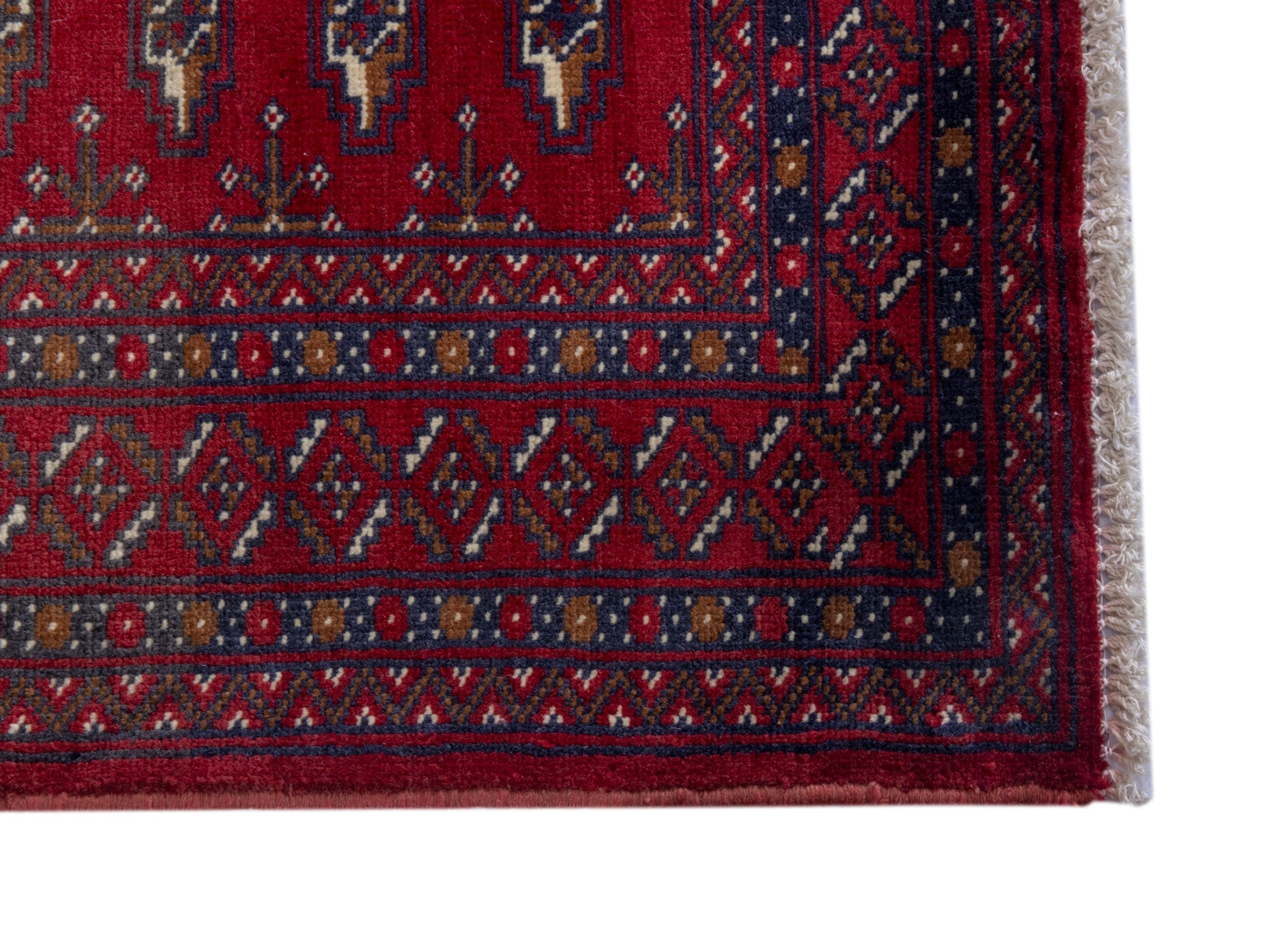 Persian Torkaman accent rug in burgundy and deep red, view 4 of 8
