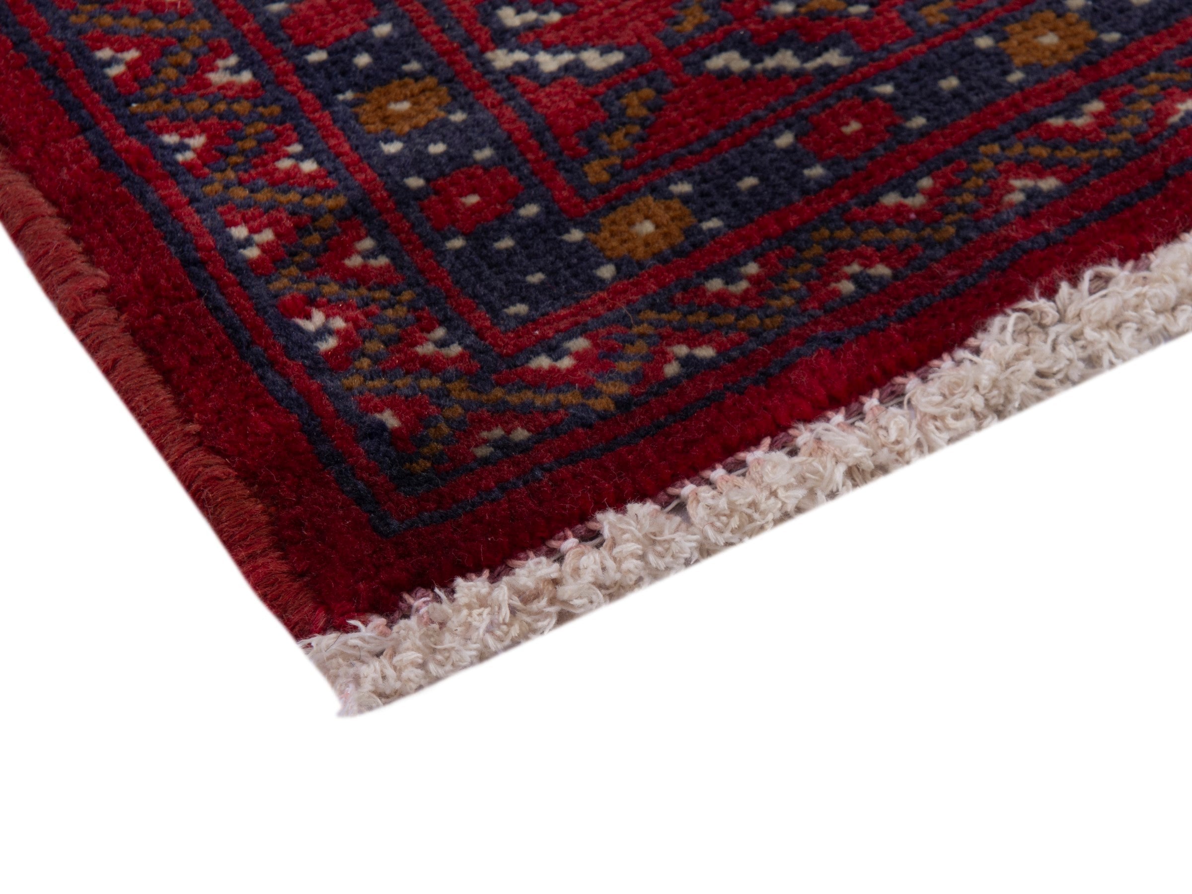 Persian Torkaman accent rug in burgundy and deep red, view 5 of 8