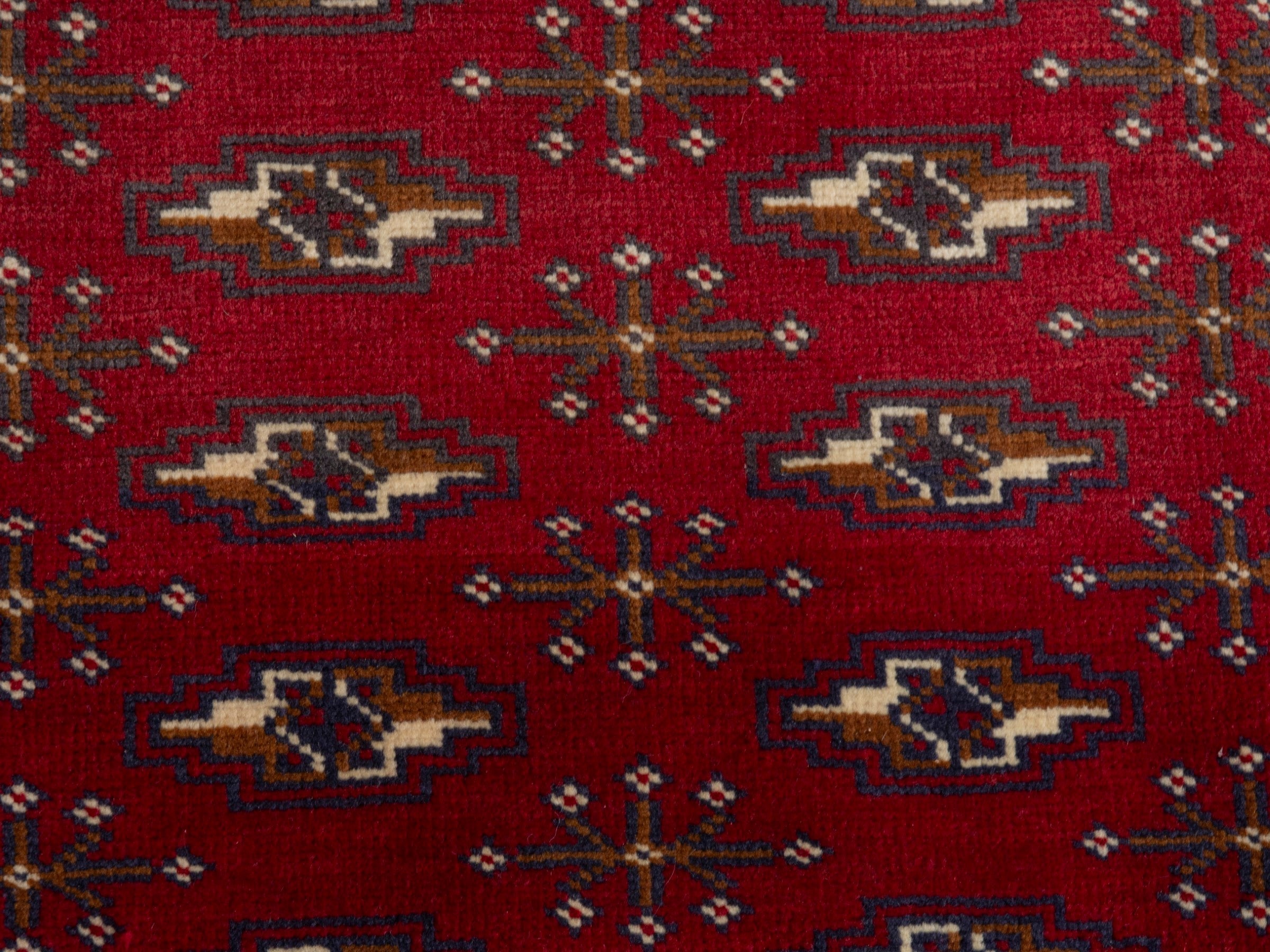 Persian Torkaman accent rug in burgundy and deep red, view 6 of 8