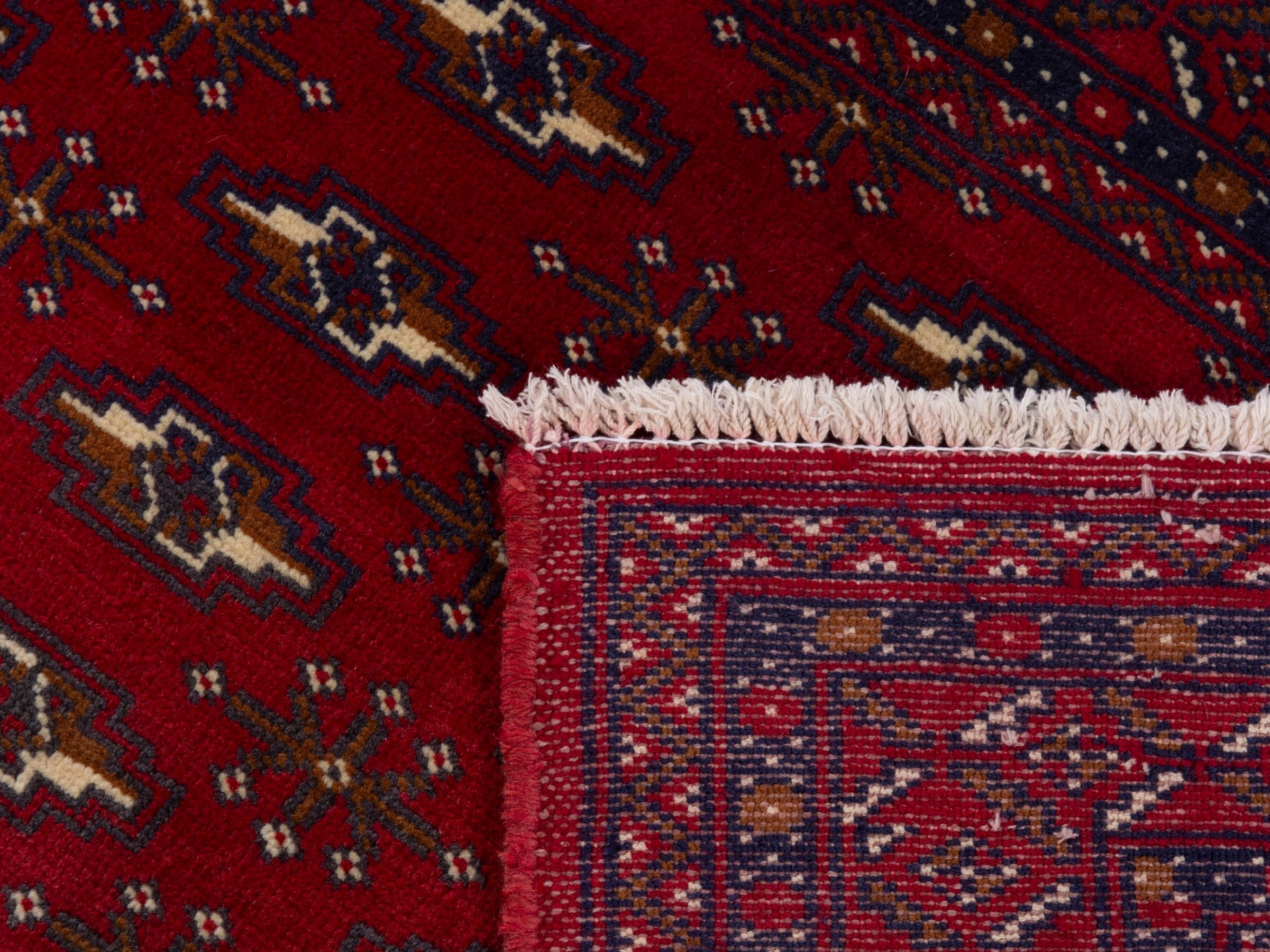 Persian Torkaman accent rug in burgundy and deep red, view 8 of 8