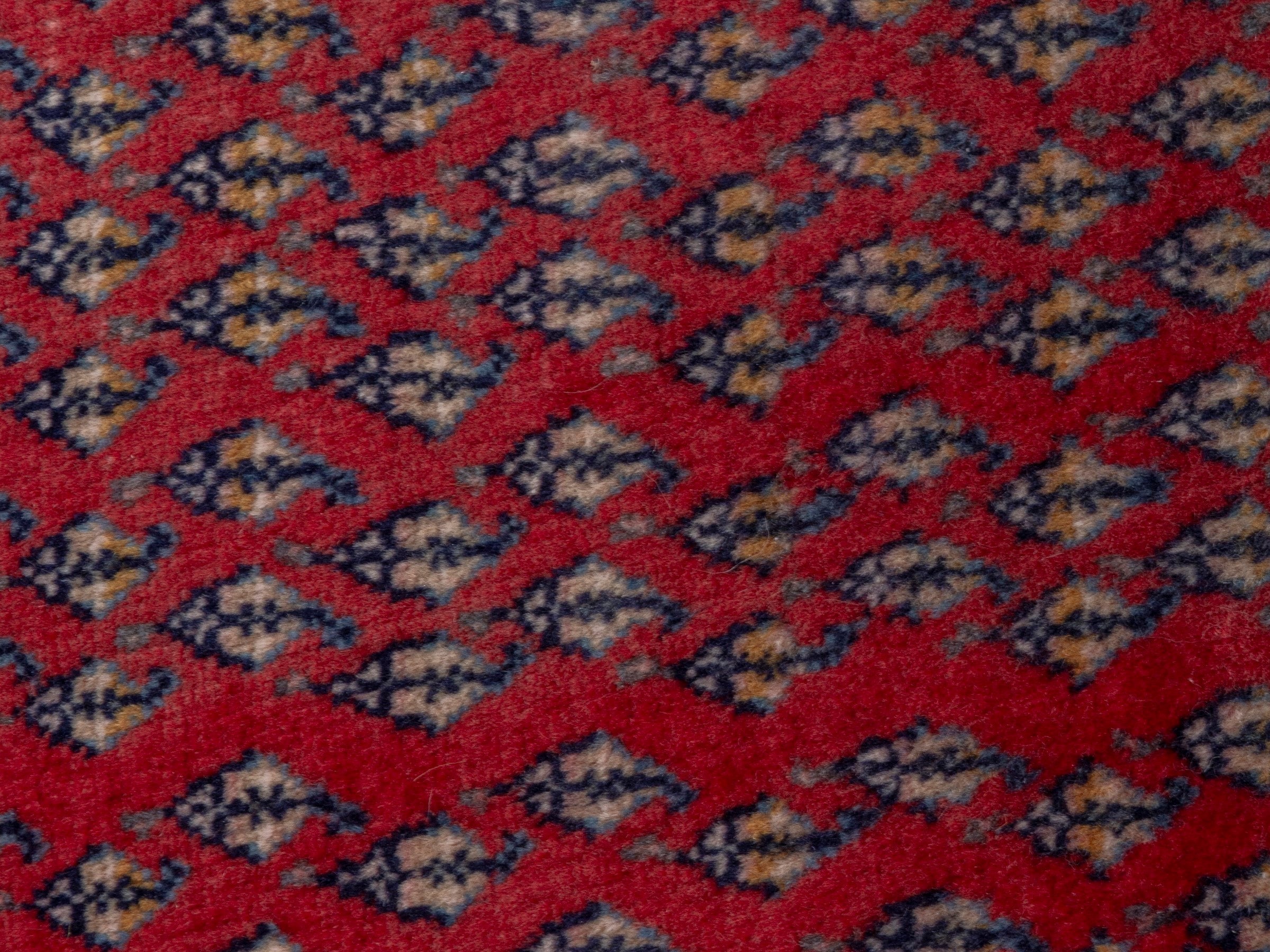 Persian Botteh accent rug in deep red and cream, view 6 of 7