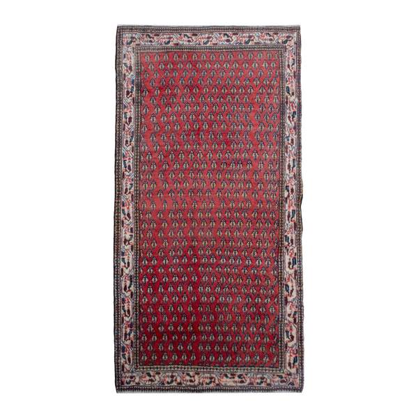 Persian Botteh accent rug in deep red and cream, 2'2" x 4'2"