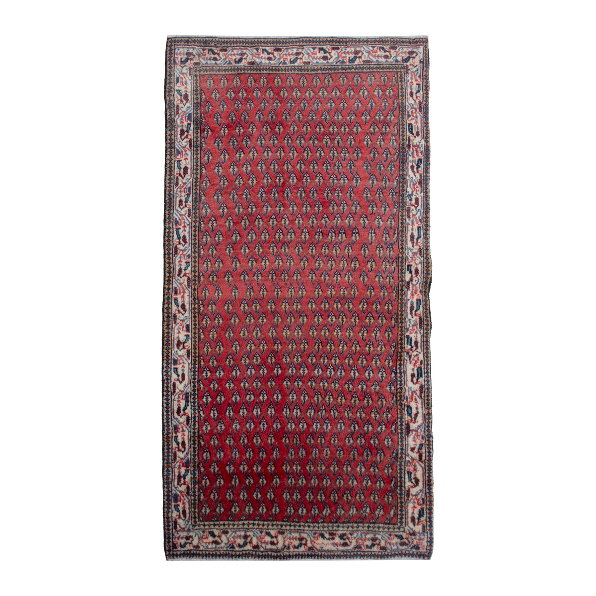 Persian Botteh accent rug in deep red and cream, 2'2" x 4'2"