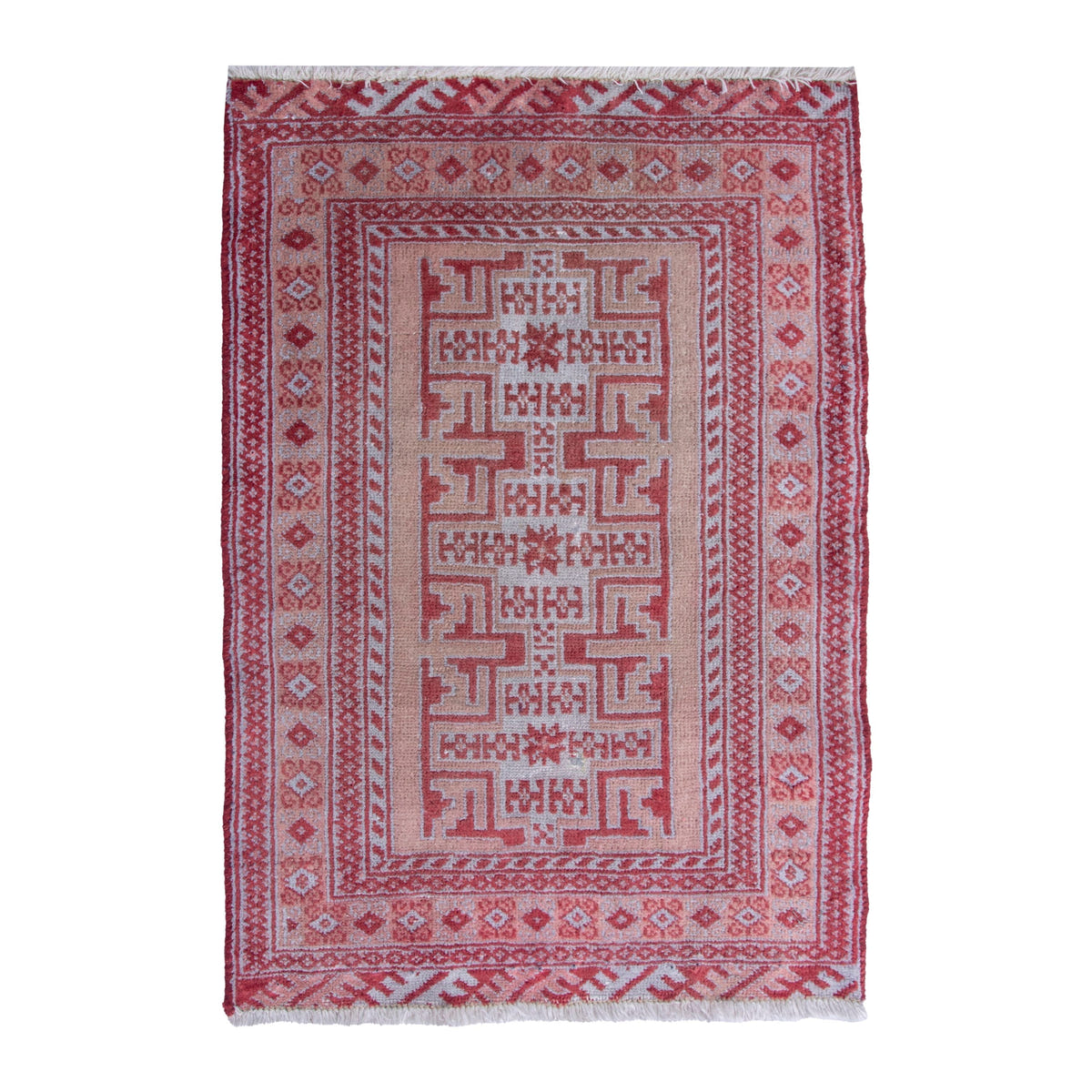 Persian Torkaman accent rug in muted pink and faded red, 2' x 2'9"