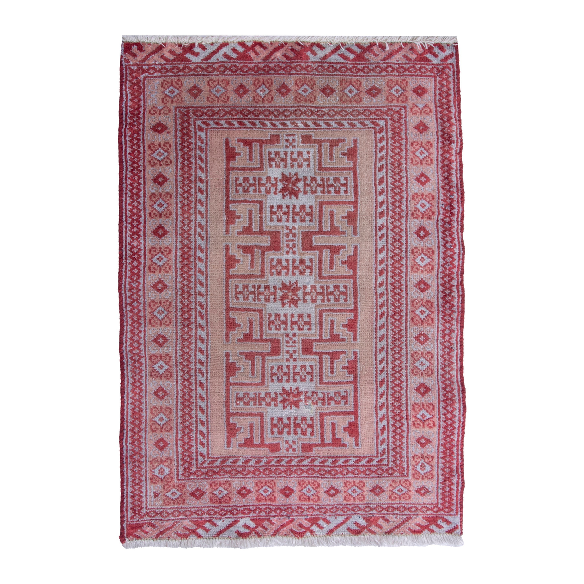Persian Torkaman accent rug in muted pink and faded red, 2' x 2'9"