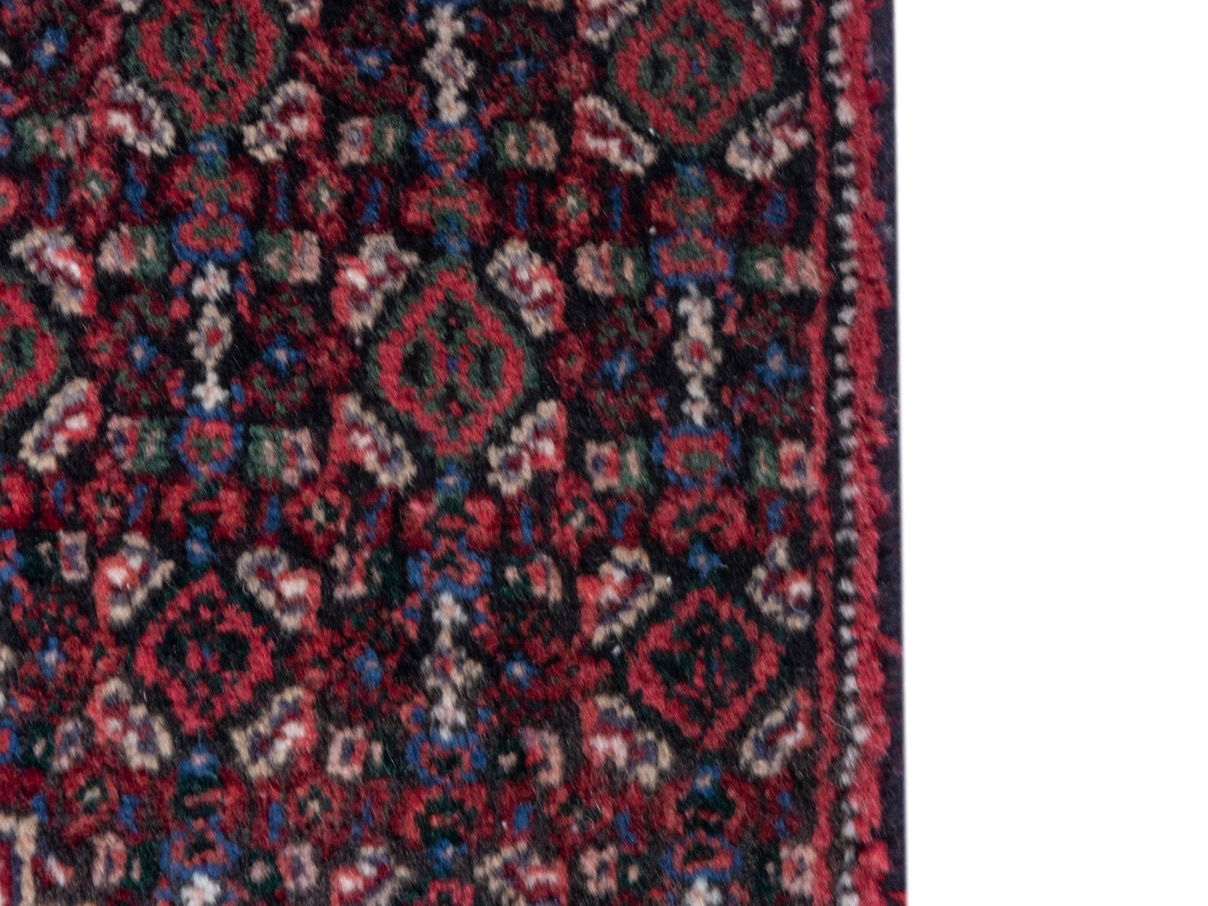 Persian Sanandaj accent rug in burgundy and cream, view 3 of 7