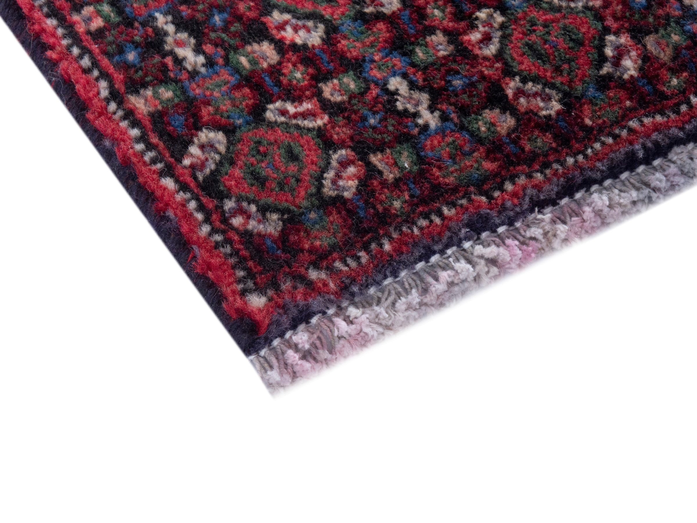 Persian Sanandaj accent rug in burgundy and cream, view 4 of 7