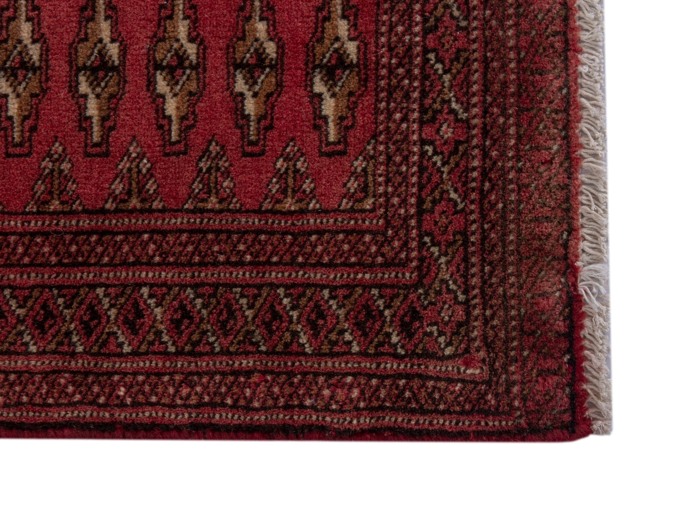 Persian Torkaman accent rug in burgundy and deep red, view 4 of 7